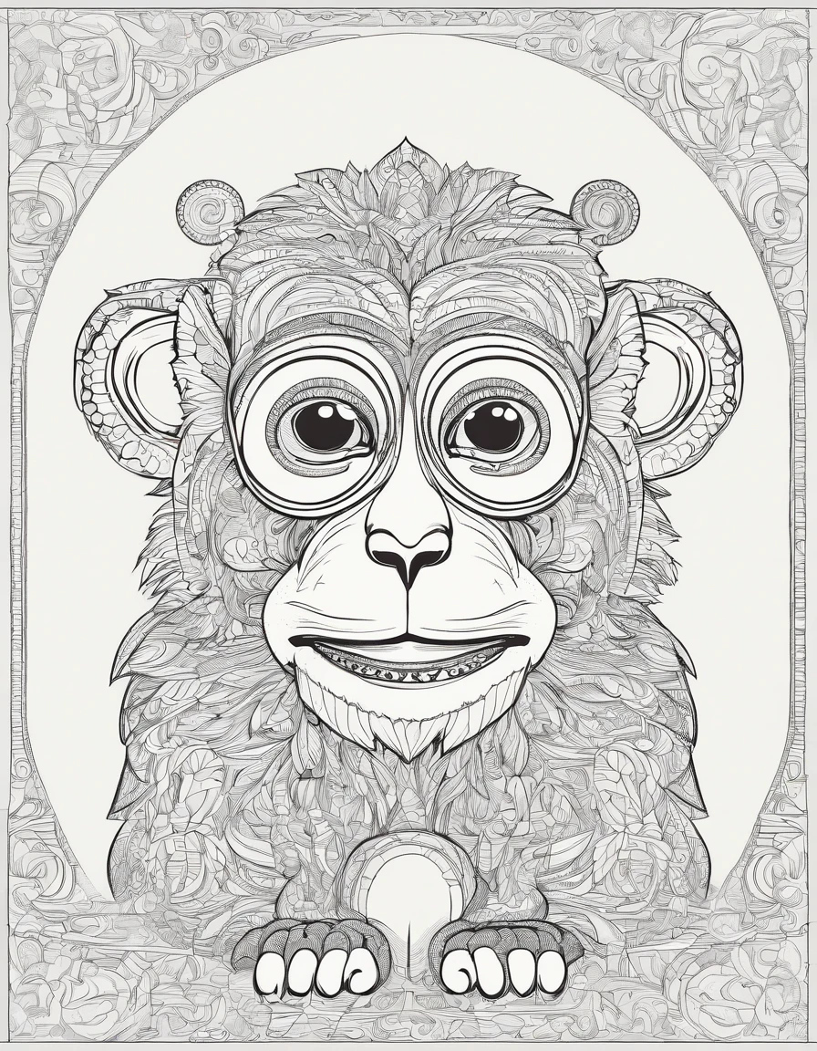 Monkey,simple cartoon style for kids