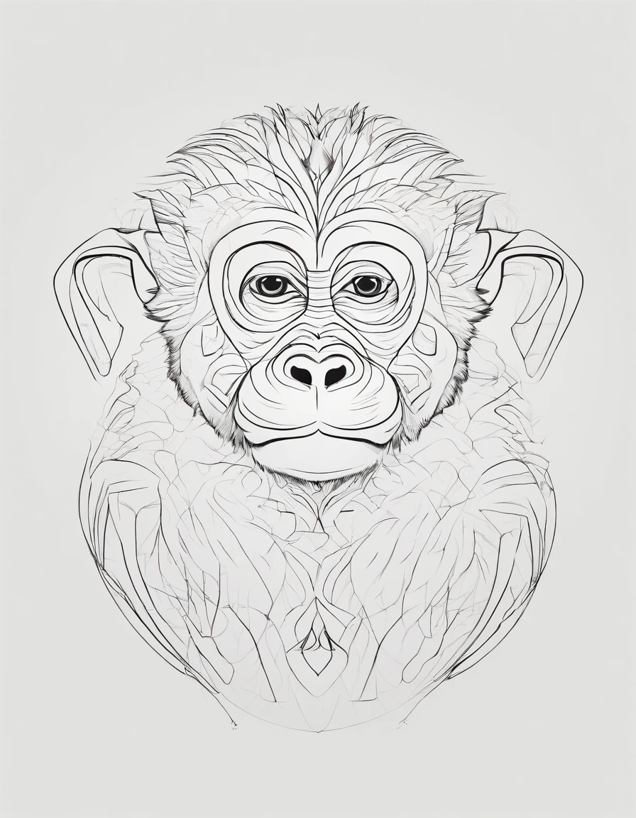 Monkey,simple cartoon style for kids