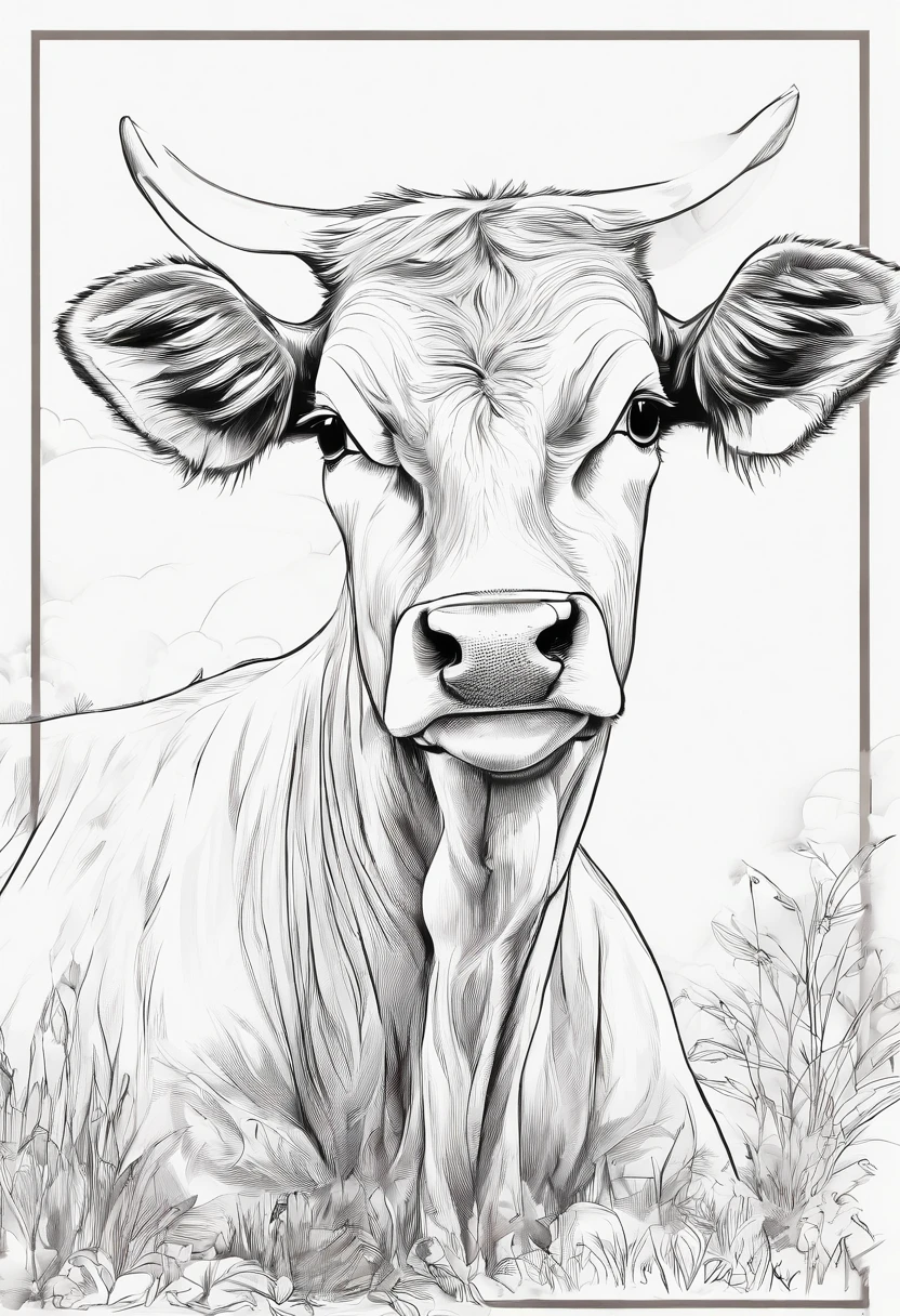 calf lying down drawing, epic pencil drawing, by Adam Marczyński, by Sava Šumanović, by Arthur Pan,