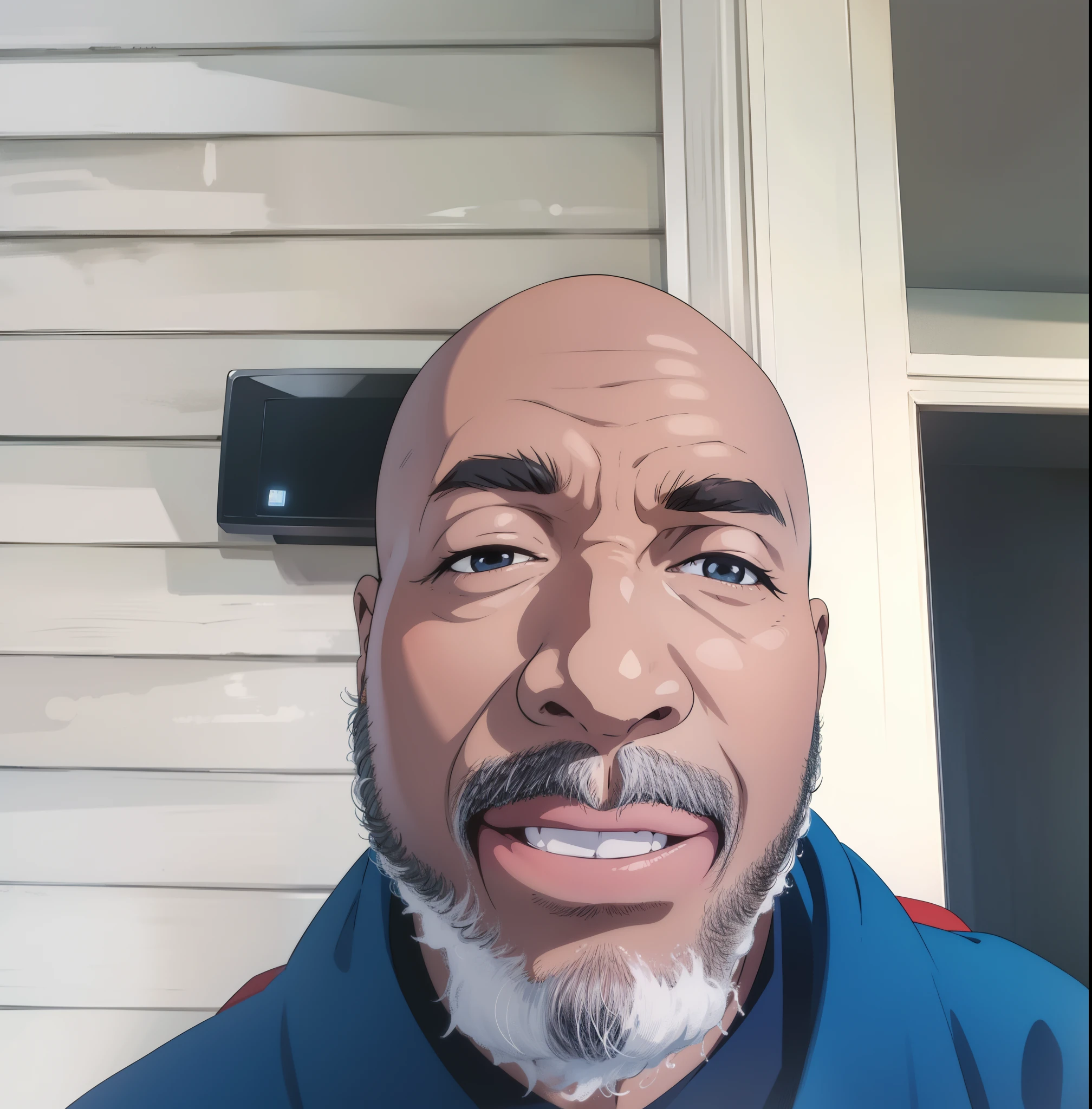 turn exactly this photo to cartoon style, black man
