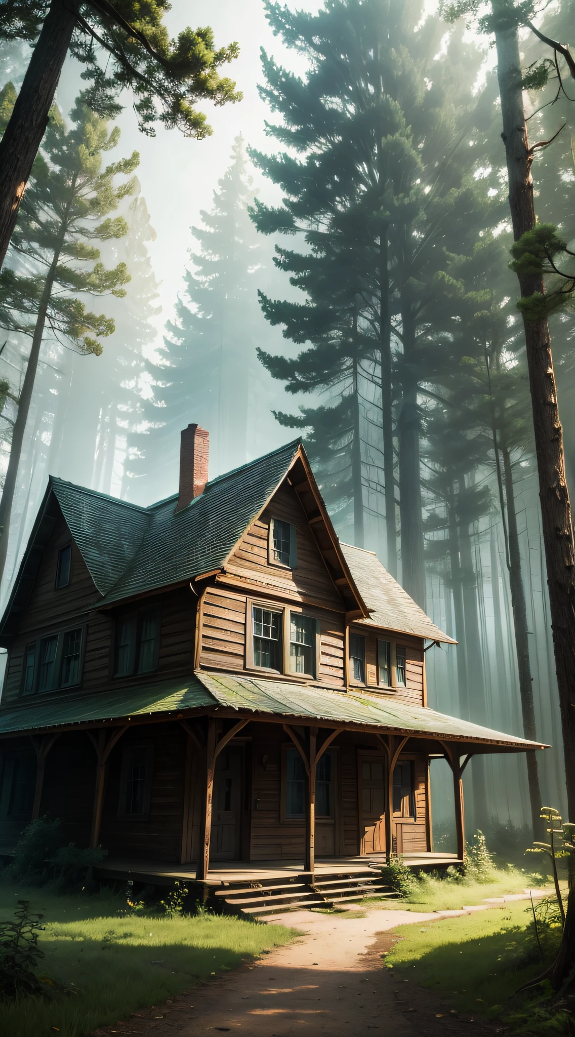 old house in a mysterious forest