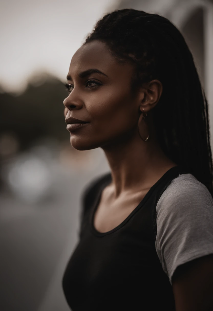 Photo of a 30-year-old black woman who is poor, humble, and hardworking