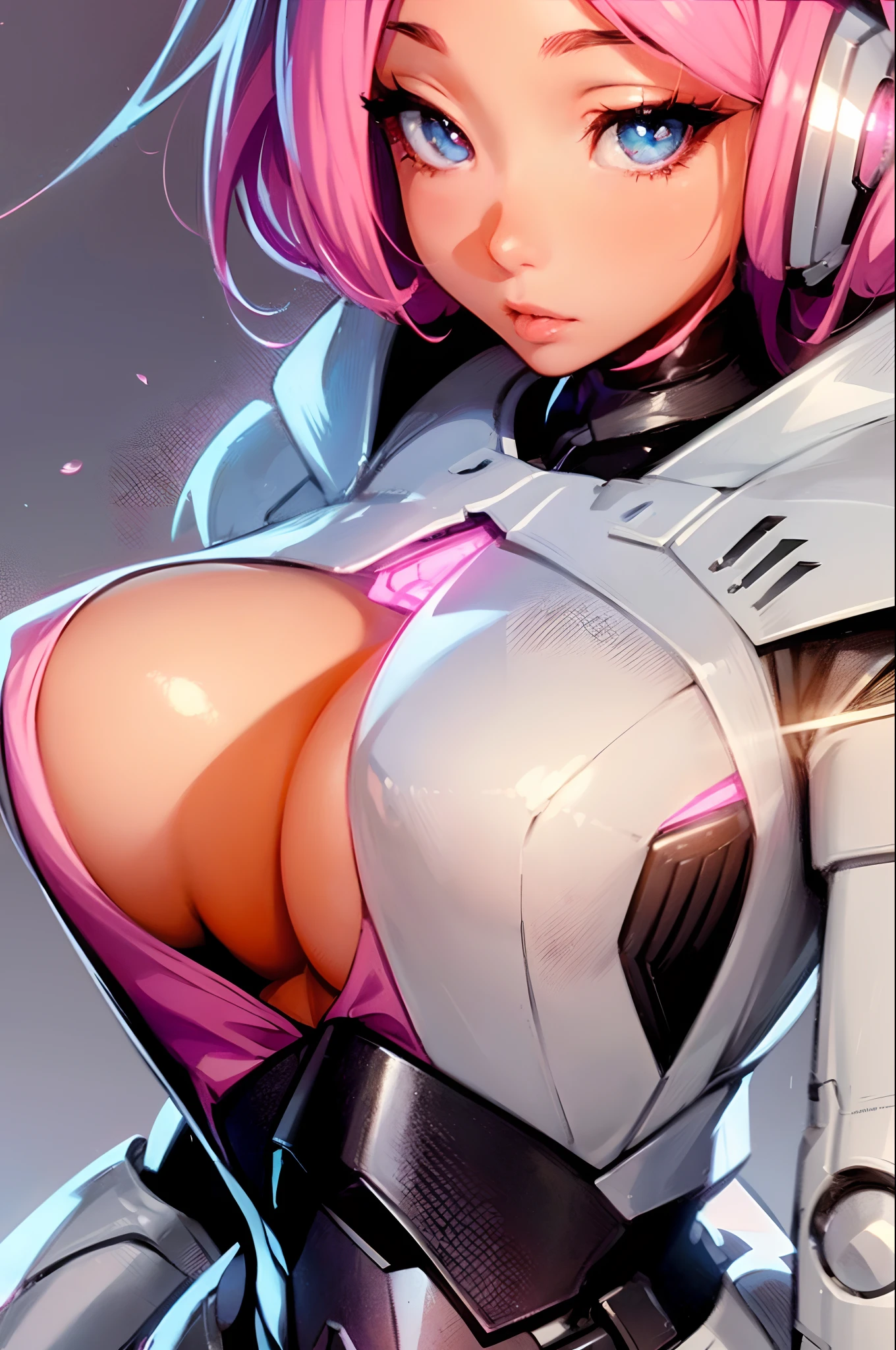 Fantasia、cyberpunked、mecha musume、(masterpiece1.5),hyper quality, Hyper Detailed,Perfect drawing,NFSW.3D,16K illustrations、((clearface))、Hi-Res、Tokusatsu Heroine、Transformation Heroine、magical  girl,Cartoon image of lace girl sexy art,Huge breasts,Solo,Long hair, half-opened mouth,Looking at Viewer,Bare arms, Bare shoulders, Black hair, large eyes with double eyelids,,lofty nose,Thick lip,Cowboy Shot, Nice backgrounds for your subject、beatiful backgrounds、spot light、Vibrant colors、(((Detailed drawing)))、Perfect Beautiful Girl、(((Perfect Photo))