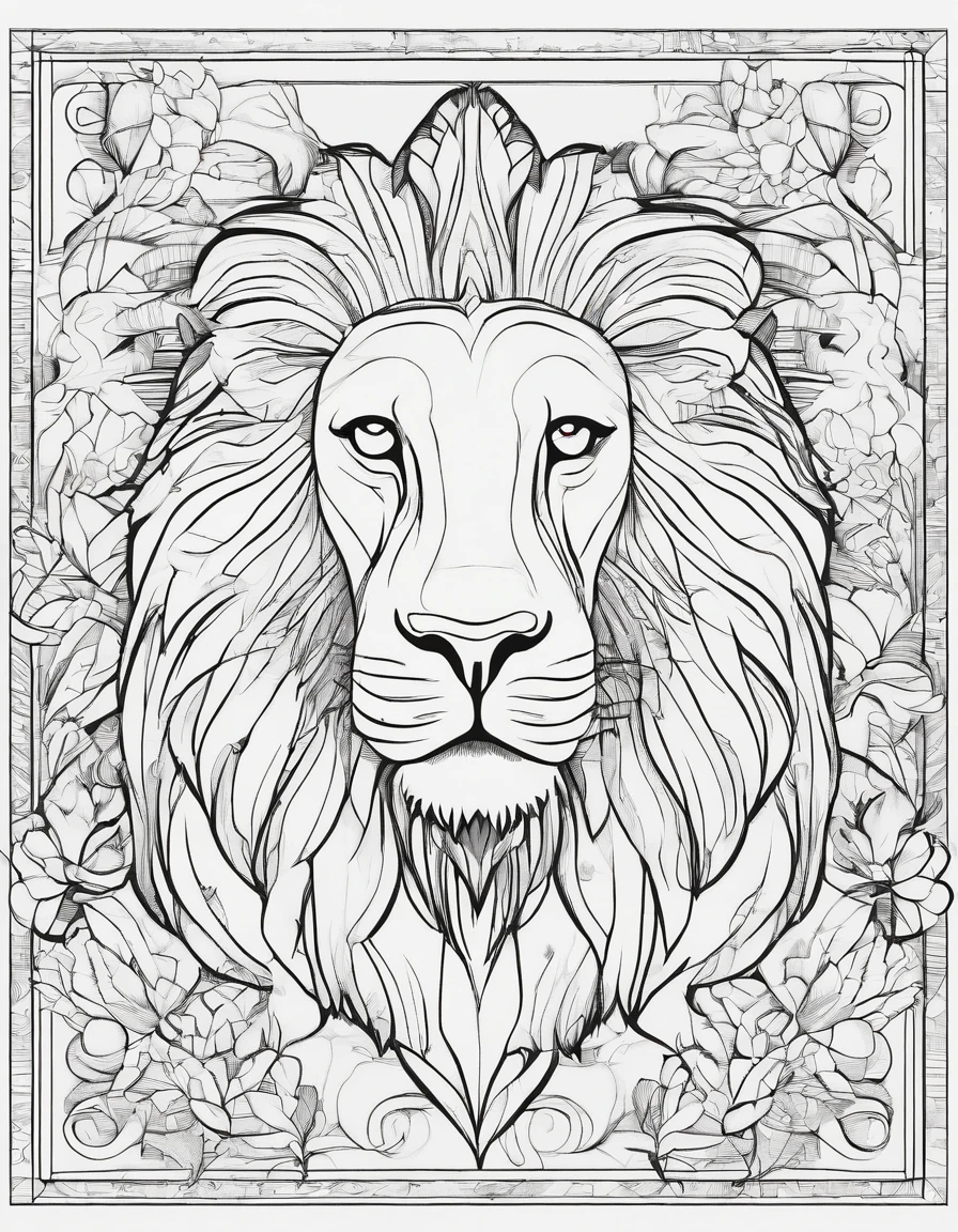 Zoo animals,lion,coloring page for kids