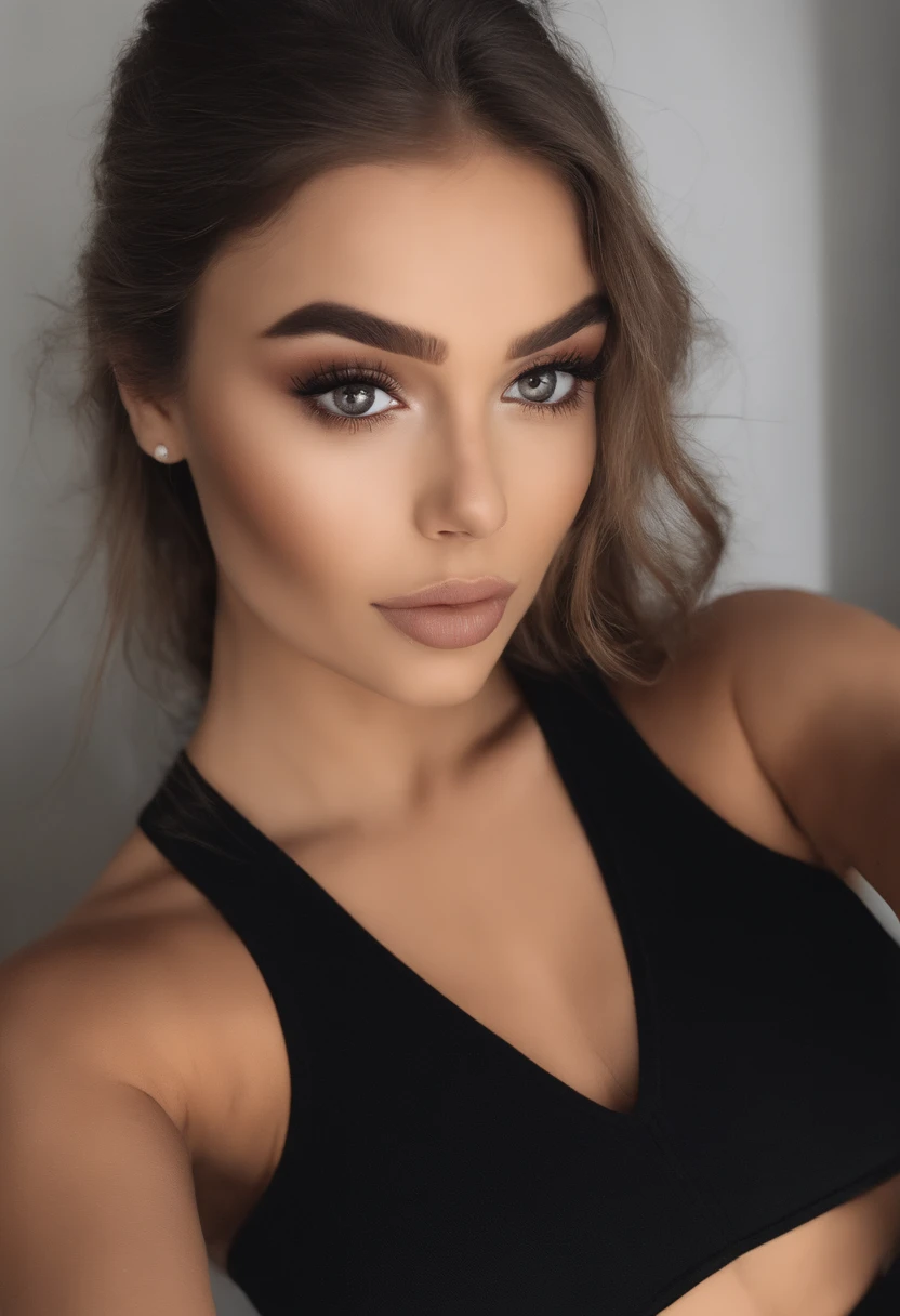 mulher arafed com regata e calcinha combinando, Menina sexy com olhos castanhos, Retrato Sophie Mudd, cabelos loiros e olhos grandes, Selfie de uma jovem mulher, Olhos no quarto, Violeta Myers, ohne Maquiagem, maquiagem natural, staring directly at camera, Rosto com Artgram, dezentes Maquiagem, Impressionante tiro de corpo inteiro, no clube, Fission