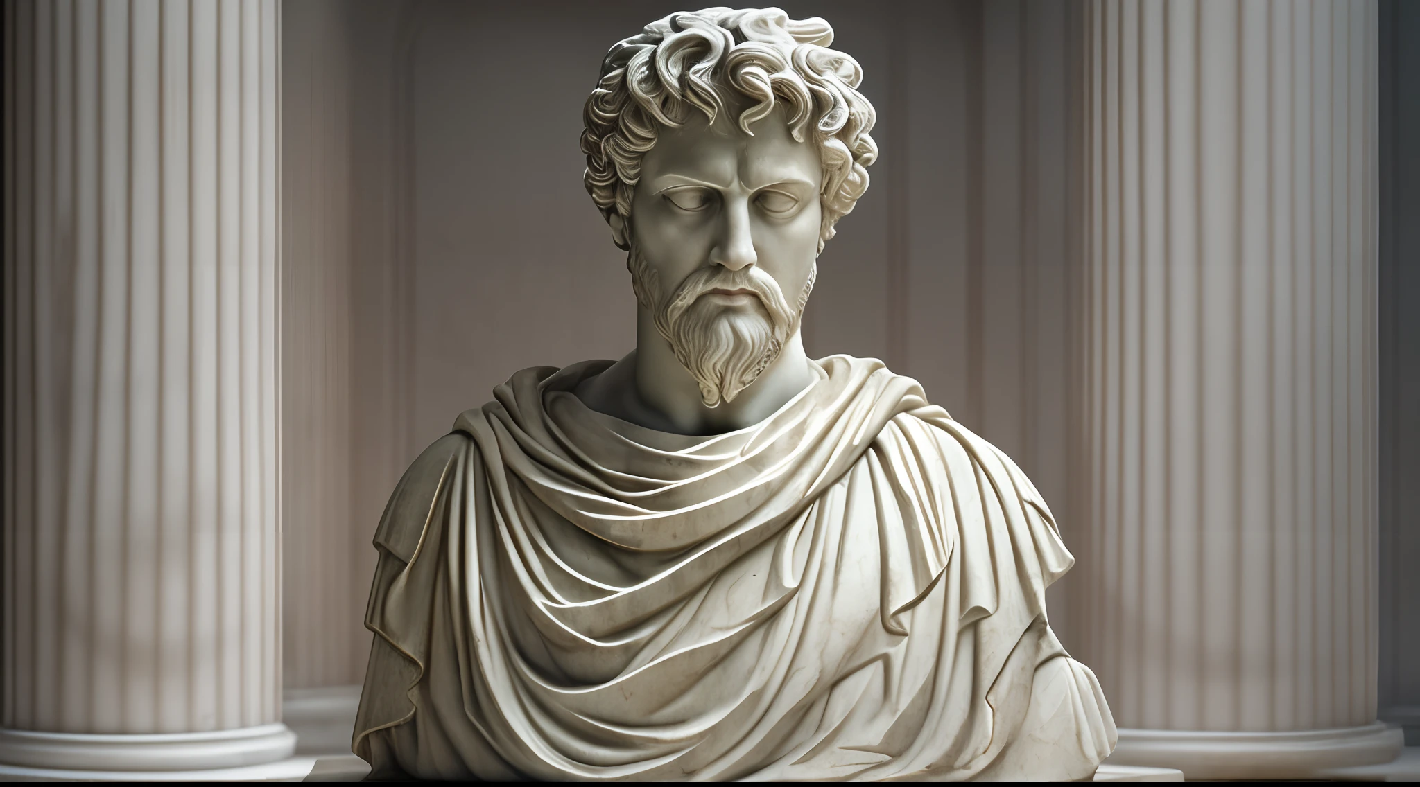 Portrait, realism, photorealism, ancient Roman emperor, as a white marble statue --auto --s2