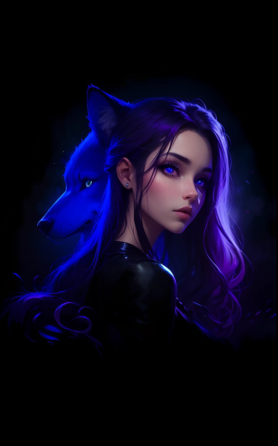 Olho violeta brilhante. Olho violeta. Cabelos longos preto, cabelo preto, cabelo longo, hair swaying in the wind, garota com lobo de olhos violeta. Garota com lobo. Olho realista. Olho perfeito. Olho violeta, olho roxo perfeito. Olho brilhando, lobo preto, olho do lobo roxo, lobo de olho roxo, olhos roxo neon, olho neon roxo, olho neon violeta.