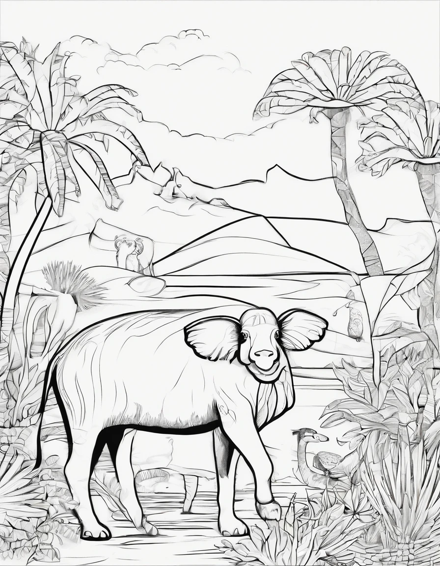Zoo animals,urchin,coloring page for kids,realistic