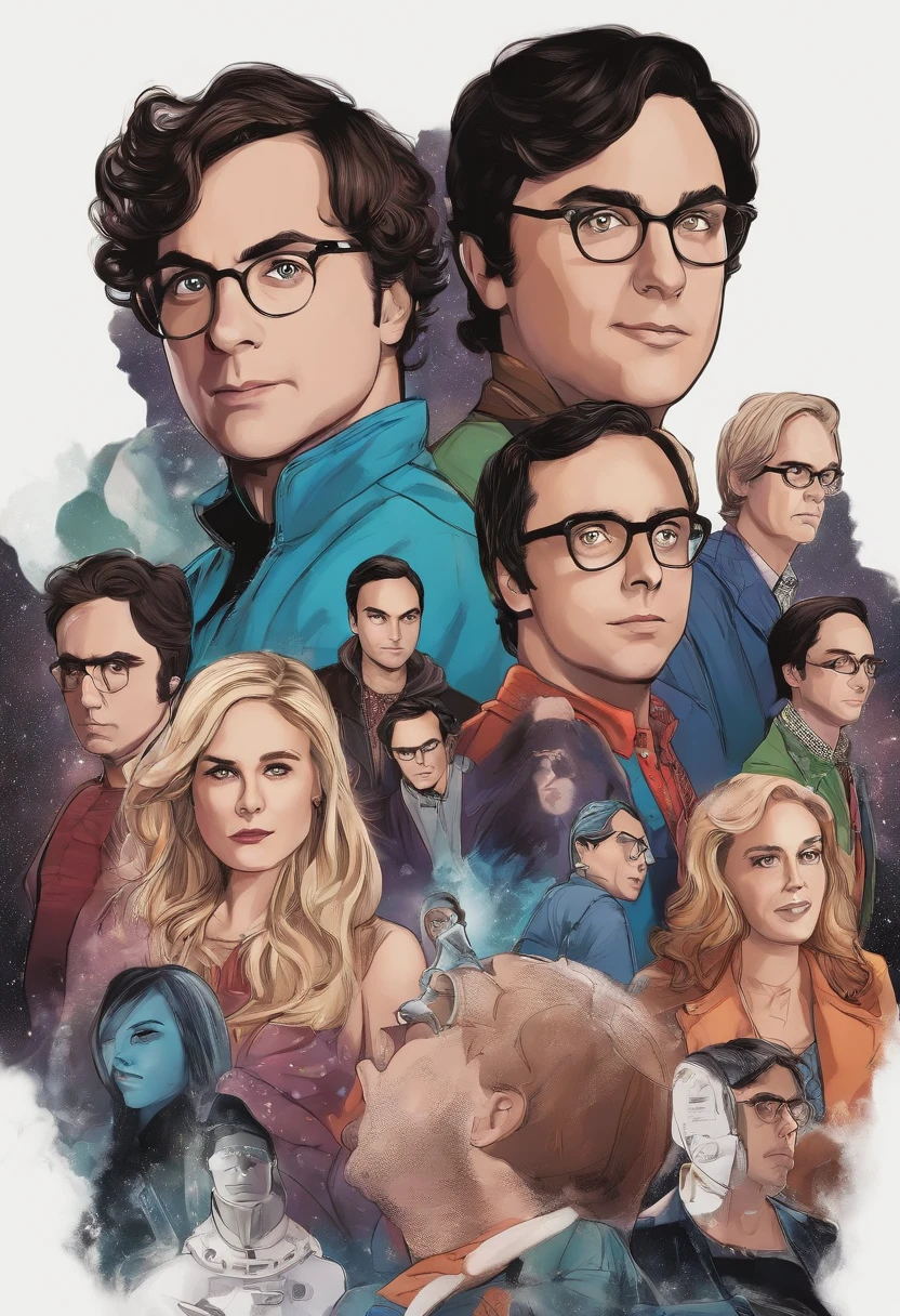 The Big Bang theory, Anime, desenho, preto e banco