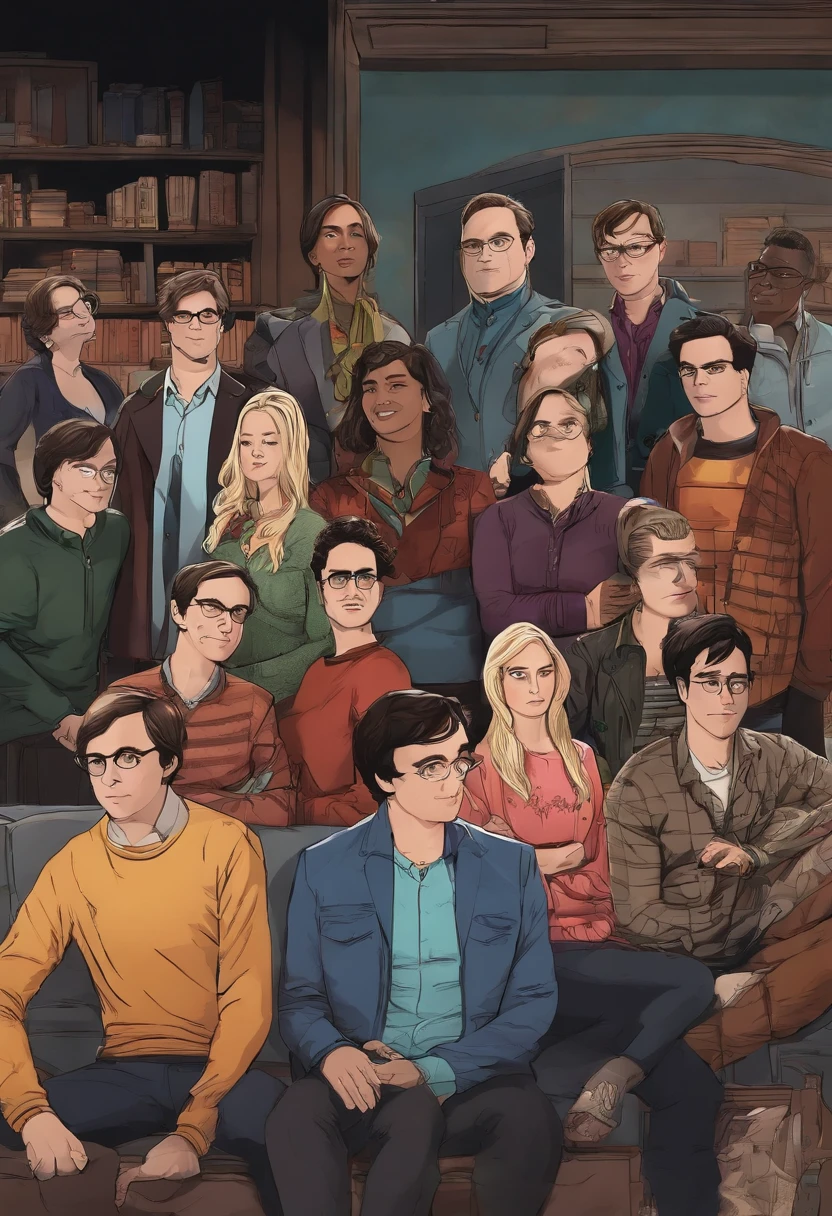 The Big Bang theory, Anime, desenho, preto e banco