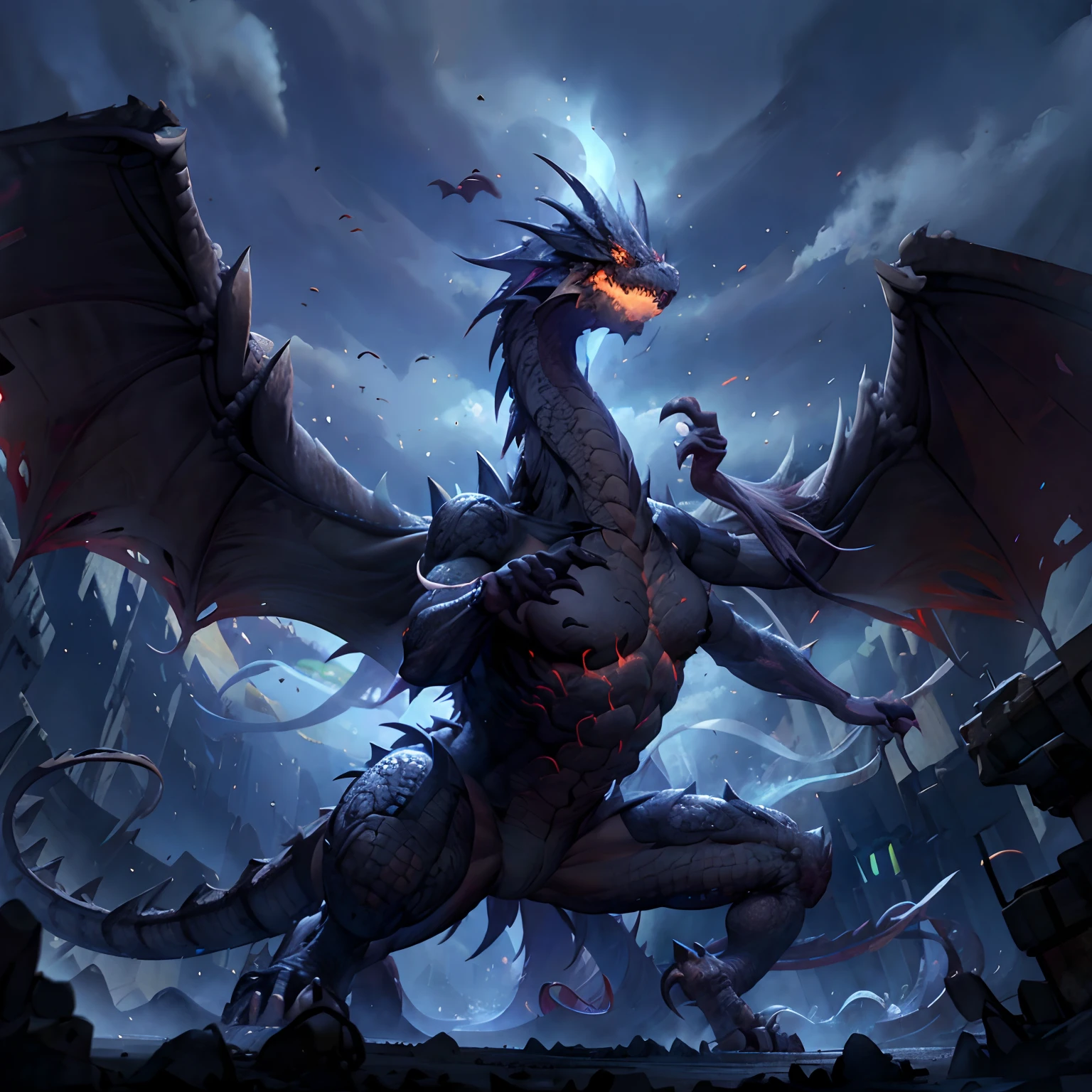 8k, ultra detalhado, obra-prima, Black dragon of anger, corpo inteiro, asas inteiras, background transparente