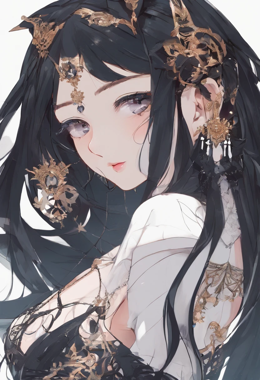 black hair, hair bobbles, wince, longeyelashes, solid circle eyes, fake animal ears, light smile, ear blush, fang, Surrealism, drop shadow, anaglyph, stereogram, tachi-e, pov, atmospheric perspective, 8k, super detail, ccurate, best quality
