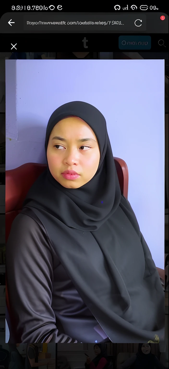 arafed woman in a black hijab sitting in a chair, faridah malik, inspired by Basuki Abdullah, inspired by Nazmi Ziya Guran, youtube video screenshot, inspired by Nil Gleyen, inspired by Naza, malaysian, student, with accurate face, close up potrait, hijab, she has a distant expression, potrait