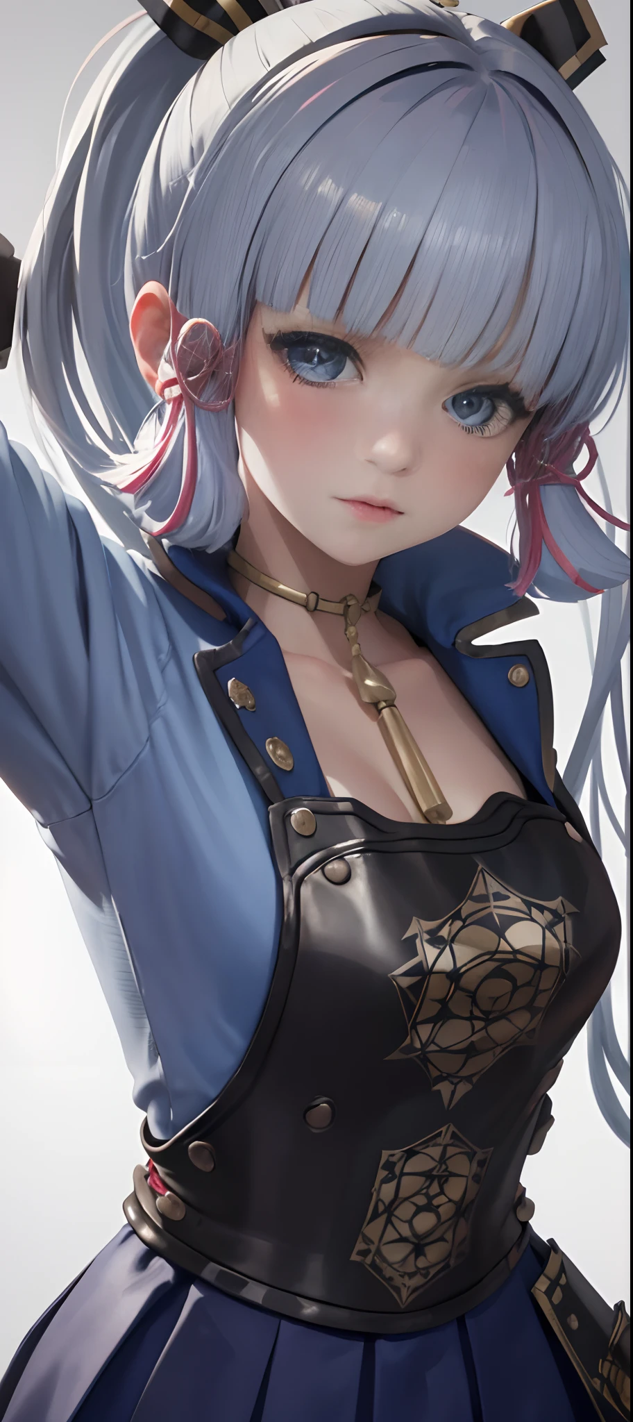 Large breasts,Kizi,Keep one's mouth shut,female focus,musculous,Muscular females,Rock music,obi strip,Serious,独奏,spiked hair,topless female,ripped clothing,ultra instinct,nipple bump,White hair,((tmasterpiece))