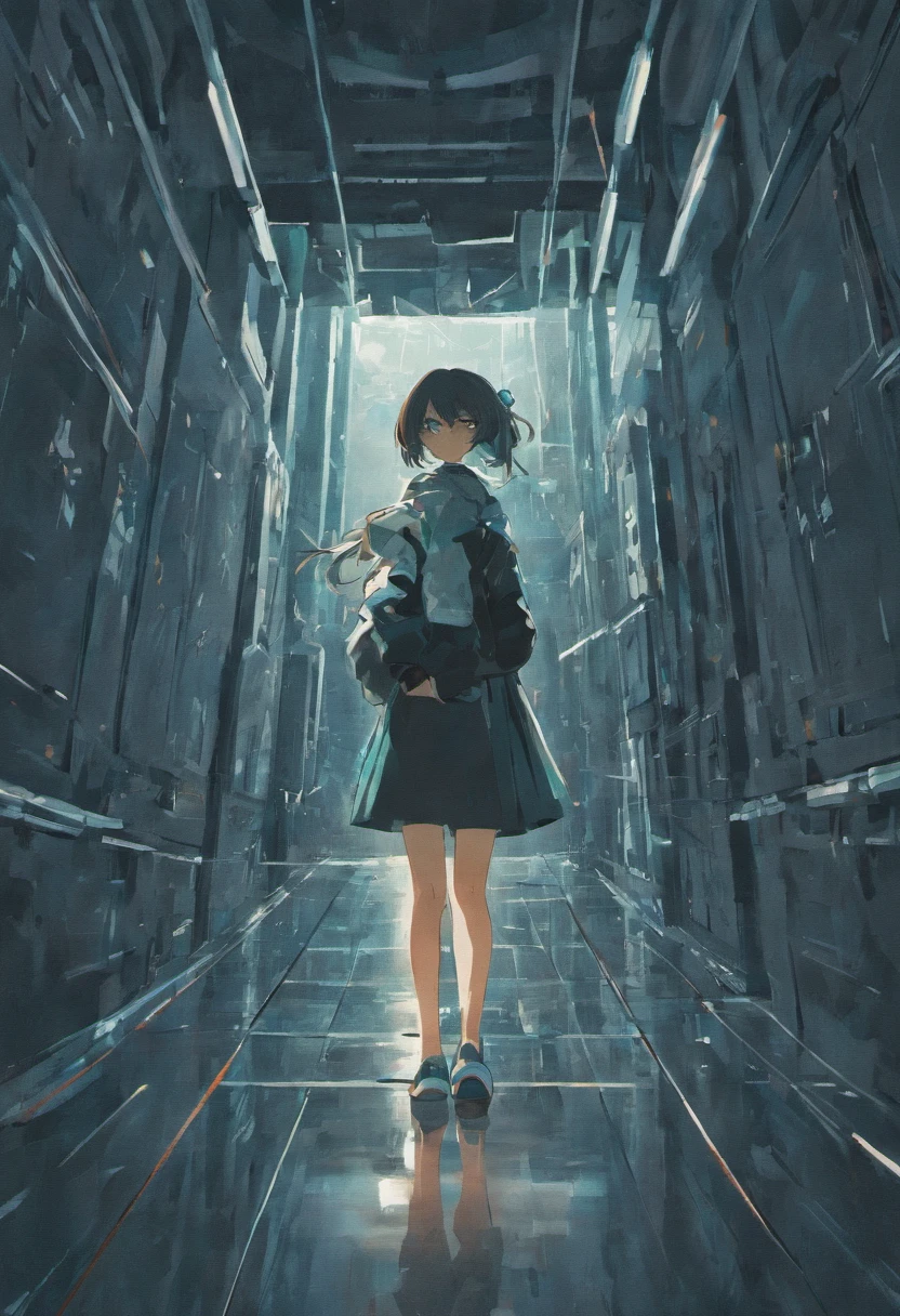 a black and white photo of a person in a room with a mirror, digital art inspired by Ryoji Ikeda, unsplash, video art, 4 k symmetrical portrait, 4k symmetrical portrait, pixelated art, projection mapping, refik anadol, digital sculpture, recursive portrait, peter saville, holly herndon origami statue, analog glitch art
