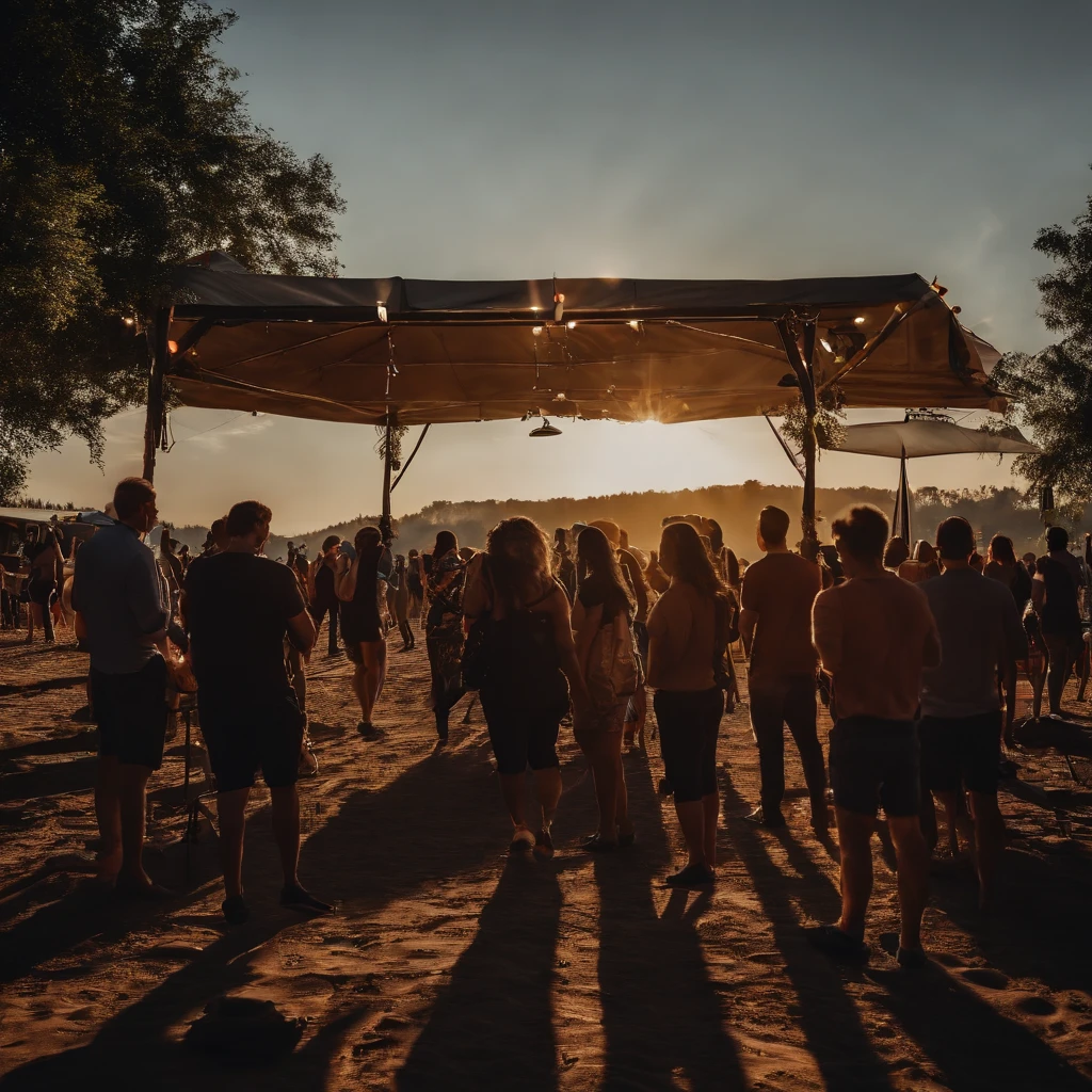 music festival with many people and main stage powered by solar energy