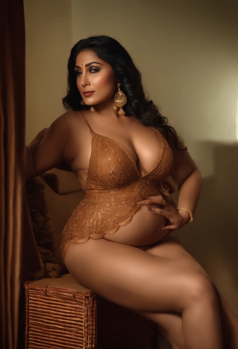 (Full body portrait:1.2),(((Sharpen))), hotel room, RAW, 8k, hard light, realistic skin texture, (((photorealism)), closeup, there is chubby naked a woman, she is fifty years old, looking like indian aunty, she has largest haunches ever, she has big hips, she has (very small breasts, small bust), she is very beautiful, (she is showing her vaginal, her vaginal clearly visible, her vaginal parts are clearly visible, vaginal detailed, best quality vaginal, vaginal hole visible clearly), she is spreading legs wide, (she has a jiggly fat round belly:1), she is so sexy