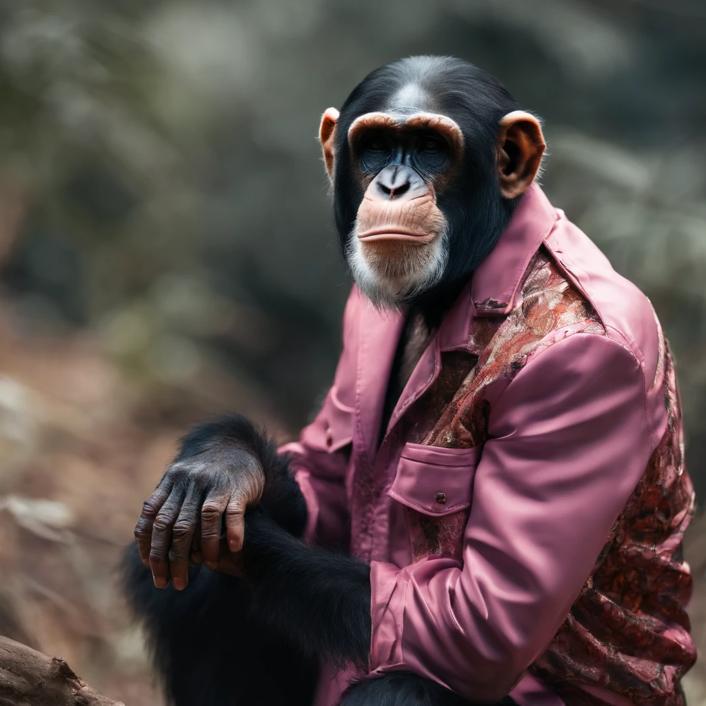 Perfect centralization, chimp, wearing a jacket，vidros de vidro，Rosa da flor, wearing sunglasses, alegria, Standing position, beleza abstrata, Centrado, looking at the camera, Facing the camera, nearing perfection, Dynamic, altamente detalhado, liso, foco nítido, 8k, high-definition resolution, illustration, arte de Carne Griffiths e Wadim Kashin, fundo branco