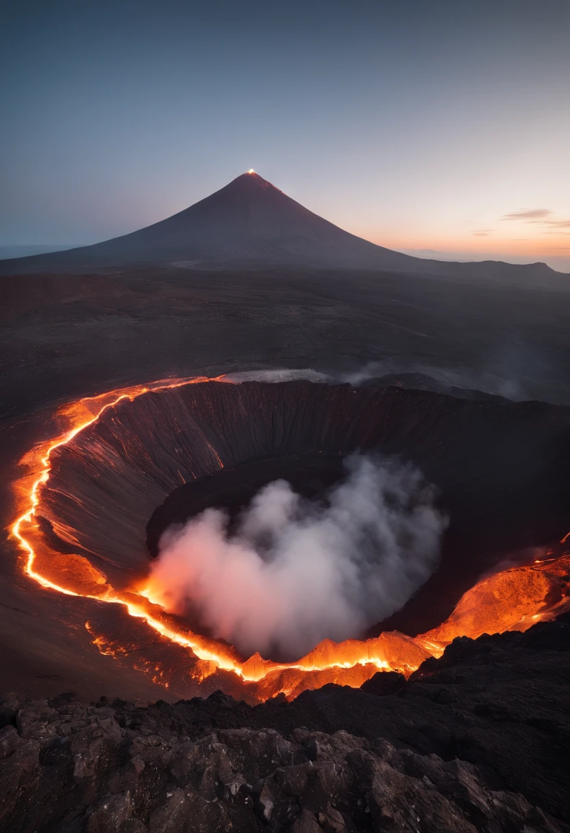 In the vast expanse of the volcano, thousands of mesmerized individuals stand on the precipice. Deep below them, a magnificent inferno roars, casting a fiery glow at the far end. Stretching between the two edges, a taut rope extends, its hanging hooks swaying rhythmically from side to side."