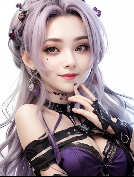 Garota, purple hair, gray eyes, smile face, HD, 4K, alta qualidade