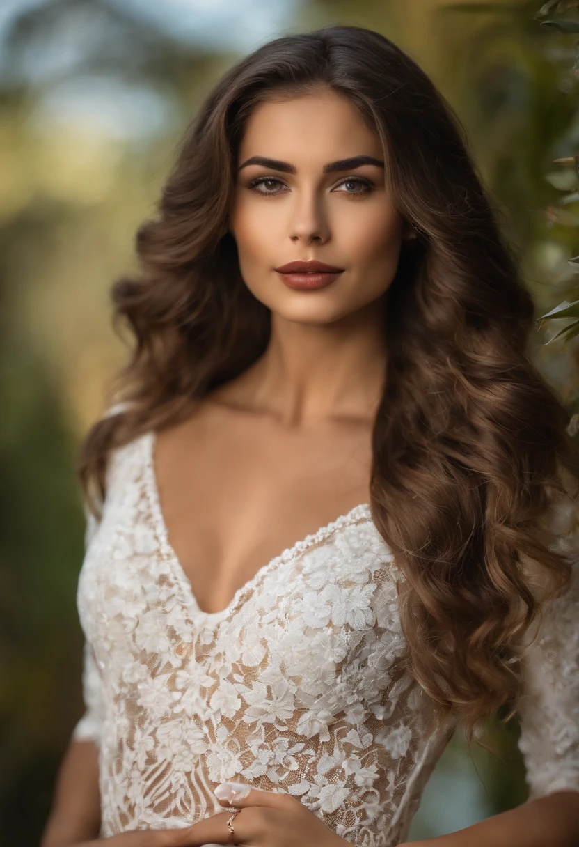 Mulher brasileira com cabelo longo usando um vestido branco e colar, mulher jovem muito bonita, mulher bonita jovem, mulher jovem bonita, belo rosto jovem, modelo bonito da , belo rosto delicado, meninao bonita, modelo feminino bonito, foto retrato suave 8 k, mulher bonita do rosto, rosto bonito atraente, rosto bonito feminino, rosto feminino bonito, beautiful face and flawless skin , corpo inteiro,