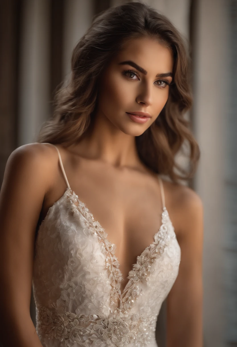 Mulher brasileira com cabelo longo usando um vestido branco e colar, mulher jovem muito bonita, mulher bonita jovem, mulher jovem bonita, belo rosto jovem, modelo bonito da , belo rosto delicado, meninao bonita, modelo feminino bonito, foto retrato suave 8 k, mulher bonita do rosto, rosto bonito atraente, rosto bonito feminino, rosto feminino bonito, beautiful face and flawless skin , corpo inteiro,