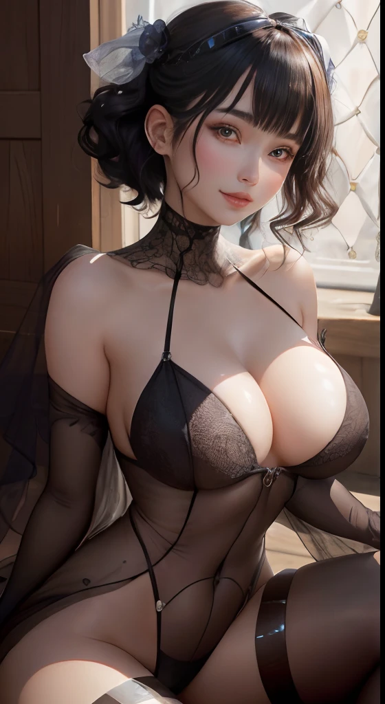 masutepiece, Best Quality、Realistic, ( Intricate details, depth of fields)、Hyper-Realism, 8K, Best Quality, Super Detail, retinas, ighly detailed, Perfect face, Perfect body, Huge breasts, Constriction, Very big ass, Glamour, indirect lighting, hair wavy、Shorthair、prety woman,A dark-haired、goddess of Japan、 the perfect appearance, Smile, ta, Oily skin、shinny skin、indirect lighting, Anatomically correct、Skin Texture、Big eyes
Full body tights((netting))、With M-shaped legs、Wearing pin heels、Sit down and open your legs from side to side、Holding candy in his left hand、Lick candy、Empty eyes