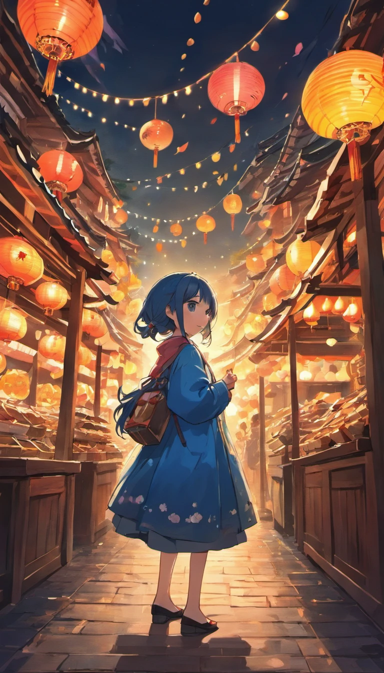 On a peaceful autumn night,A bright full moon hangs high in the clear blue night sky,A little star shines。In a beautiful square,Two cute pandas standing under the moon,They silently look forward,As if waiting for an important moment。
Traditional celebratory installations are arranged in the square,Bamboo lanterns and art installations dot the entire environment,Add a mysterious atmosphere to the festival。The stalls are filled with mooncakes of various flavors,Exudes an enticing aroma,People waiting to taste。and as night falls,The lights gradually come on,It adds a unique color to the square。
In the night sky,Gorgeous fireworks bloom,Bring the whole celebration to a climax,People look up at the sky,Cheers celebrate the Mid-Autumn Festival。The moment is filled with tradition and a spirit of celebration,Present memorable artistic pictures。