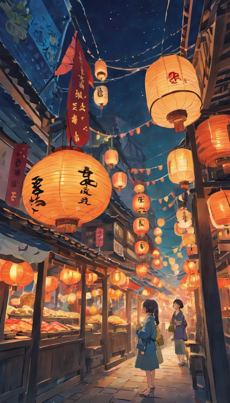 On a peaceful autumn night,A bright full moon hangs high in the clear blue night sky,A little star shines。In a beautiful square,Two cute pandas standing under the moon,They silently look forward,As if waiting for an important moment。
Traditional celebratory installations are arranged in the square,Bamboo lanterns and art installations dot the entire environment,Add a mysterious atmosphere to the festival。The stalls are filled with mooncakes of various flavors,Exudes an enticing aroma,People waiting to taste。and as night falls,The lights gradually come on,It adds a unique color to the square。
In the night sky,Gorgeous fireworks bloom,Bring the whole celebration to a climax,People look up at the sky,Cheers celebrate the Mid-Autumn Festival。The moment is filled with tradition and a spirit of celebration,Present memorable artistic pictures。