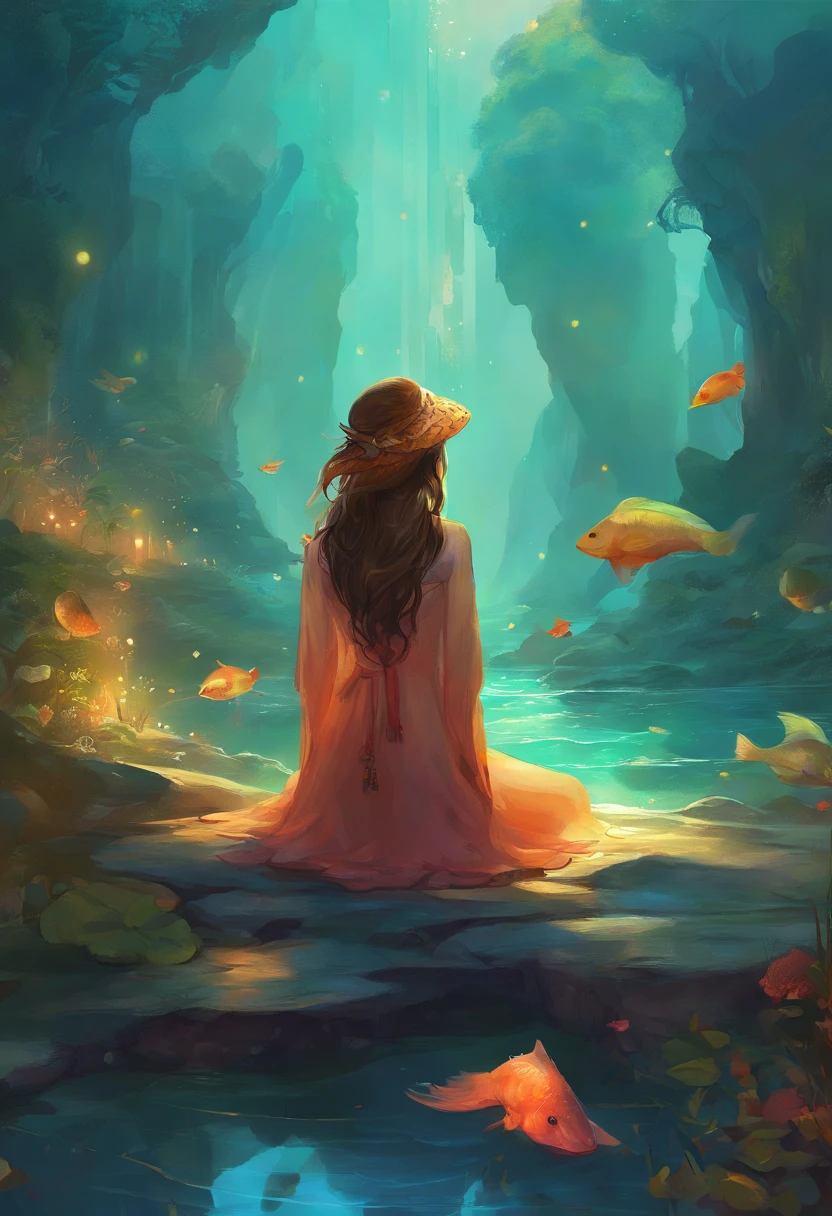 Uma tartaruga no fundo do mar, presa em uma rede de pesca , pintura digita,Beautiful digital illustration, Rob Rey, arte digital detalhada bonito, Inspirado em Amy Sol, cute storybook illustration, bela arte digital