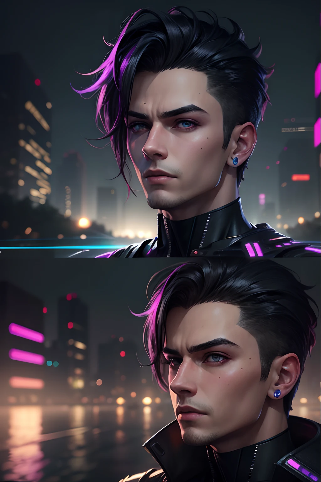Change background cyberpunk handsome boy,realistic face,8k,ultra realistic