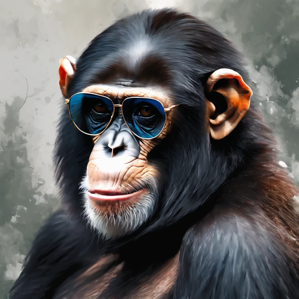 Perfect centralization, chimp, wearing a jacket，vidros de vidro，Rosa da flor, wearing sunglasses, alegria, Standing position, beleza abstrata, Centrado, looking at the camera, Facing the camera, nearing perfection, Dynamic, altamente detalhado, liso, foco nítido, 8k, high-definition resolution, illustration, arte de Carne Griffiths e Wadim Kashin, fundo branco
