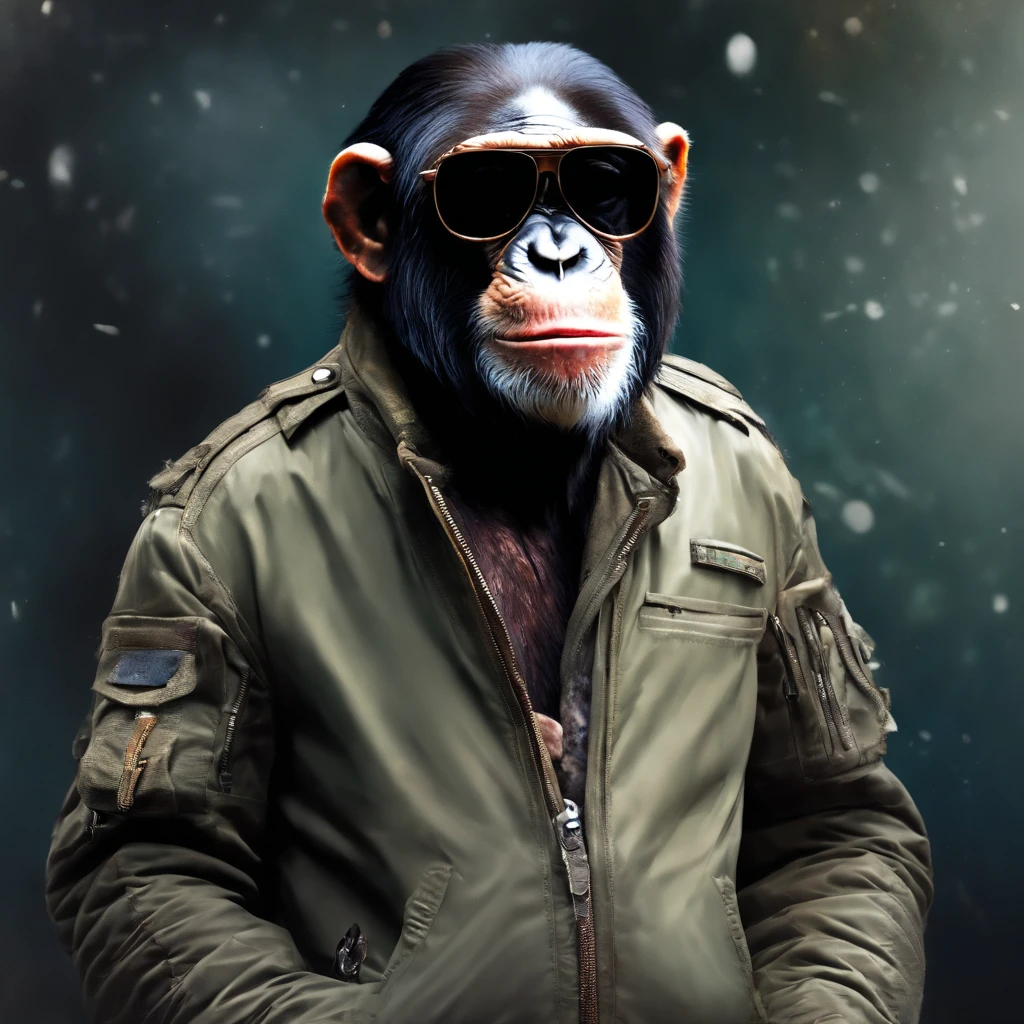 Perfect centralization, chimp, wearing a jacket，vidros de vidro，Rosa da flor, wearing sunglasses, alegria, Standing position, beleza abstrata, Centrado, looking at the camera, Facing the camera, nearing perfection, Dynamic, altamente detalhado, liso, foco nítido, 8k, high-definition resolution, illustration, arte de Carne Griffiths e Wadim Kashin, fundo branco