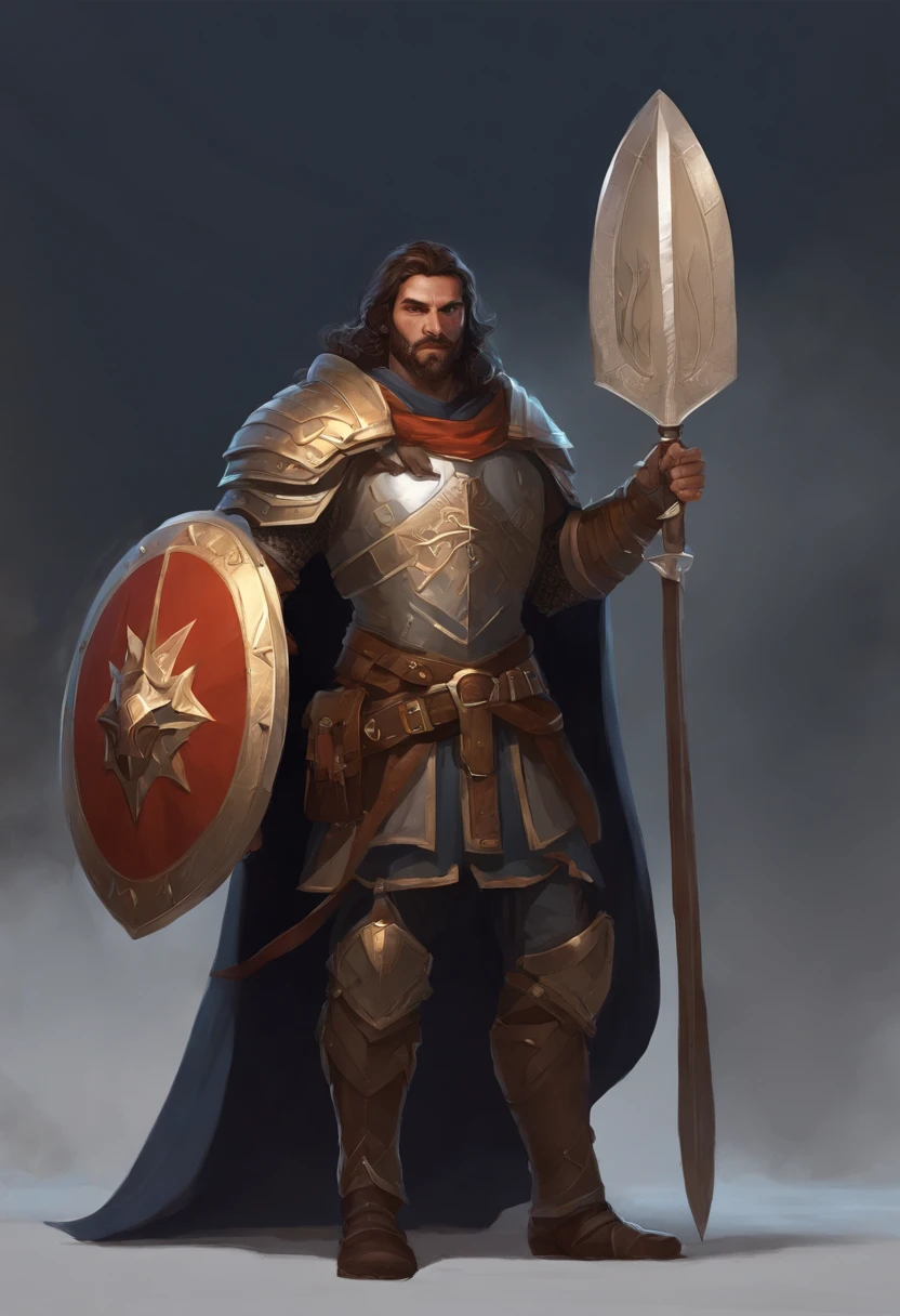 there is a drawing of a man with a shield and a shield, character design contest winner, warrior character design, character design from d & d, d&d character commission, warrior dnd character, heroic fantasy character concept, comic character design, d & d character design, colored concept art, fantasy character concept, dnd goliath character concept, character concept