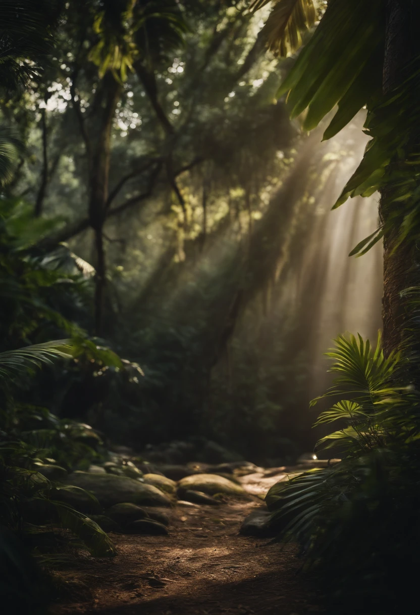 a logo mixed with jungle scene realistic