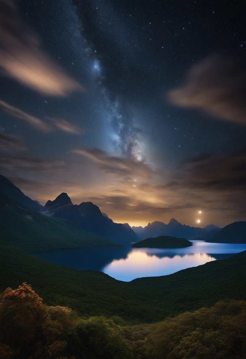 (best quality,4k,8k,highres,masterpiece:1.2),ultra-detailed,(realistic,photorealistic,photo-realistic:1.37),space,somewhere in space,dark and colorful,cosmic,3D,planet,mountain,ocean,mysteries,floating above the mountain,isle,glowing,sparkling,serene reflection,starry sky,deep universe,cosmic colors,alien landscape,oceanic wonders,immersive experience,depth and dimension,astonishing details,intricate textures,awe-inspiring,vivid galaxies,celestial bodies,evocative atmosphere,interstellar journey,majestic sight,enigmatic beauty,enchanted world,unexplored secrets,great expanse,cosmic vibrations,luminous celestial scene,otherworldly wonders,astral presence,ethereal dream,universe's marvels,extraordinary realms,lunar serenity
