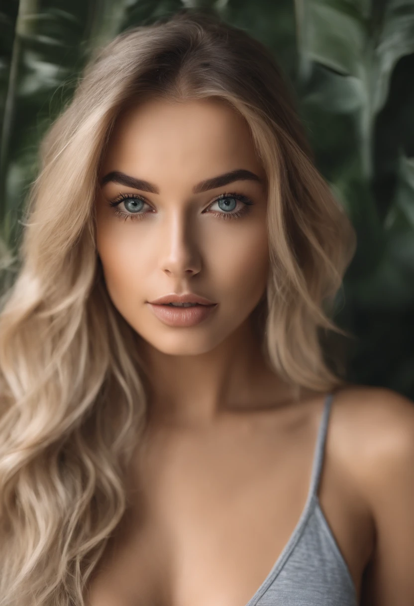 woman with matching tank top and panties, fille sexy aux yeux bleus, Portrait Sophie Mudd, Portrait de Corinna Kopf, cheveux blonds et grands yeux gris, selfie of a young woman,1,73 m  ohne Maquillage, maquillage naturel, Look directly into the camera, Visage avec Artgram, dezentes Maquillage, Superbe photo du corps entier, au salon , gros seins, Blonde, Latin