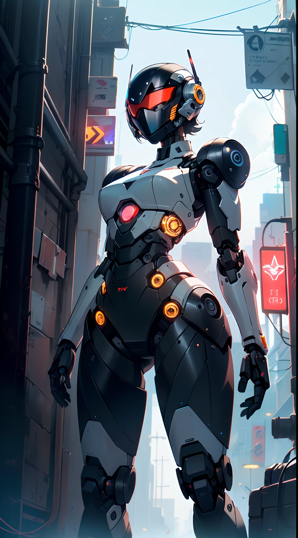 (((girl robot))),assaultron, itrobo2022, 1girl,robot,humanoid robot,robot joints,joints,black robot helmet,black armor,head-mounted display,humanoid robot,white robot joints,one-eyed,white joints,no humans,((black armor)),wide hips,curvy,mechanical arms,crotch plate,science fiction,post-apocalypse,outside,large breasts:1.4,(very long legs:1.4),

reelmech,cyborg girl,(cyborg girl:1.5),android,((mechanical robot girl)),

(((doll))),((((black skin,doll joints:1.5,mechanical hands:1.5,black armored dress,tesla coils,mechanical doll:1.5,Body of a machine,black metallic skin,ball joint,cyborg:1.5,robotic parts,robot)))),(Mechanical joints: 1.4,Mechanical limbs),mecha armor suit, full face armor, full body armor,

lot of rgb,(spider lower abdomen),

(nsfw),

motorcycle black helmet,(wearing head-mounted display that is chunky and hi-tech with neon lights:1.2),corporate logos,complete black helmet,no face,black body,black skin,black robotic body,((((technological face mask,Cybernetic_Jawless, black mask)))),

(dynamic pose:1.0),solo focus,embarrassed,(centered,scale to fit dimensions,Rule of thirds),

cyberpunk city by the ocean at night, with bright neon signs and dark stormy clouds and puddles, scenery:1.25,

highres, sharp focus, (ultra detailed, extremely detailed), (photorealistic artwork:1.37),(extremely detailed CG unity 8k wallpaper),((synthwave background theme)),(((vibrant colors))),(intricate background),(masterpiece),(best quality),