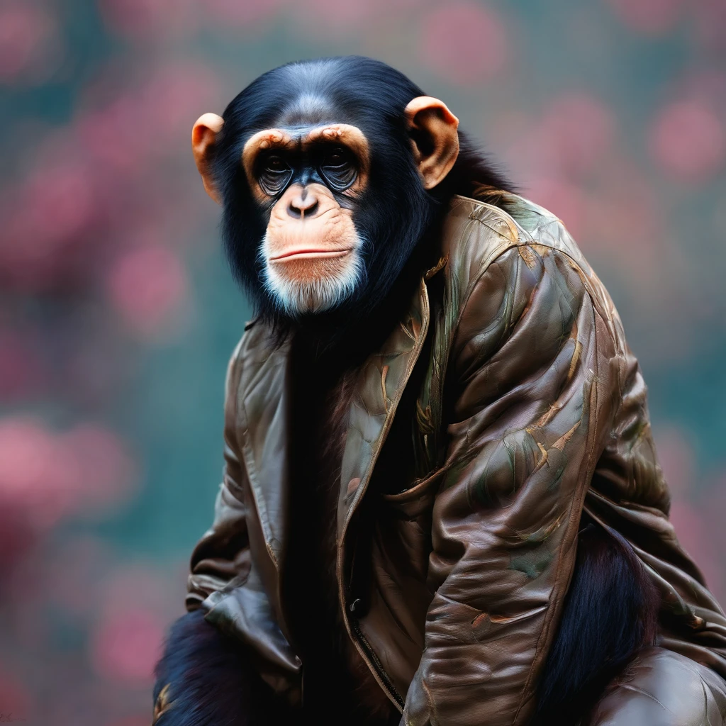 Perfect centralization, chimp, wearing a jacket，vidros de vidro，Rosa da flor, wearing sunglasses, alegria, Standing position, beleza abstrata, Centrado, looking at the camera, Facing the camera, nearing perfection, Dynamic, altamente detalhado, liso, foco nítido, 8k, high-definition resolution, illustration, arte de Carne Griffiths e Wadim Kashin, fundo branco