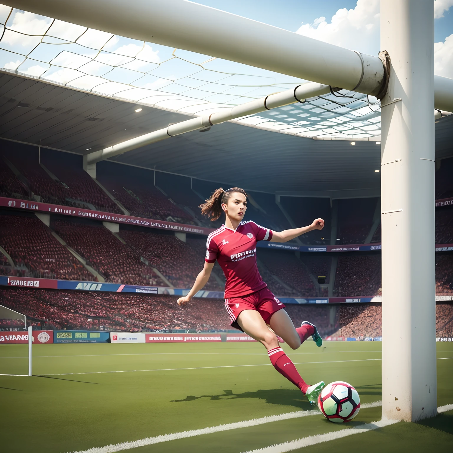 Footballer miss a penalty Infront goal post