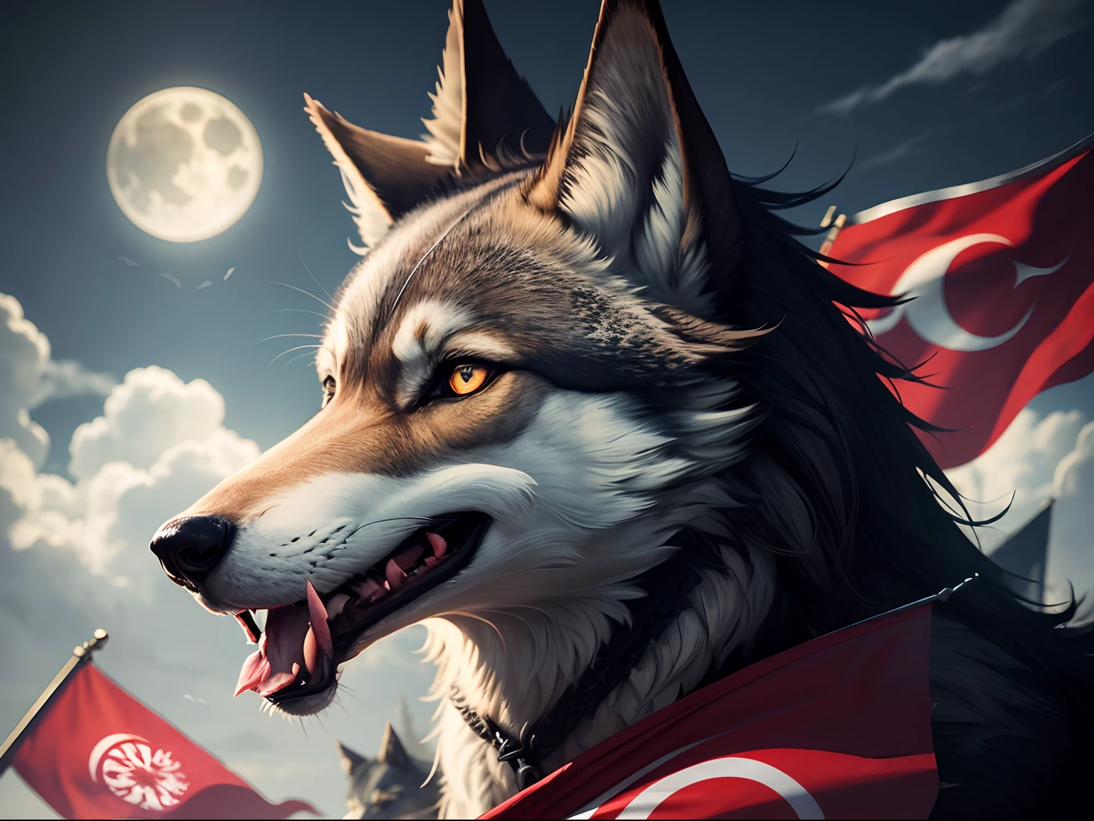 Wolf, wallpaper, plague, Turkish flag