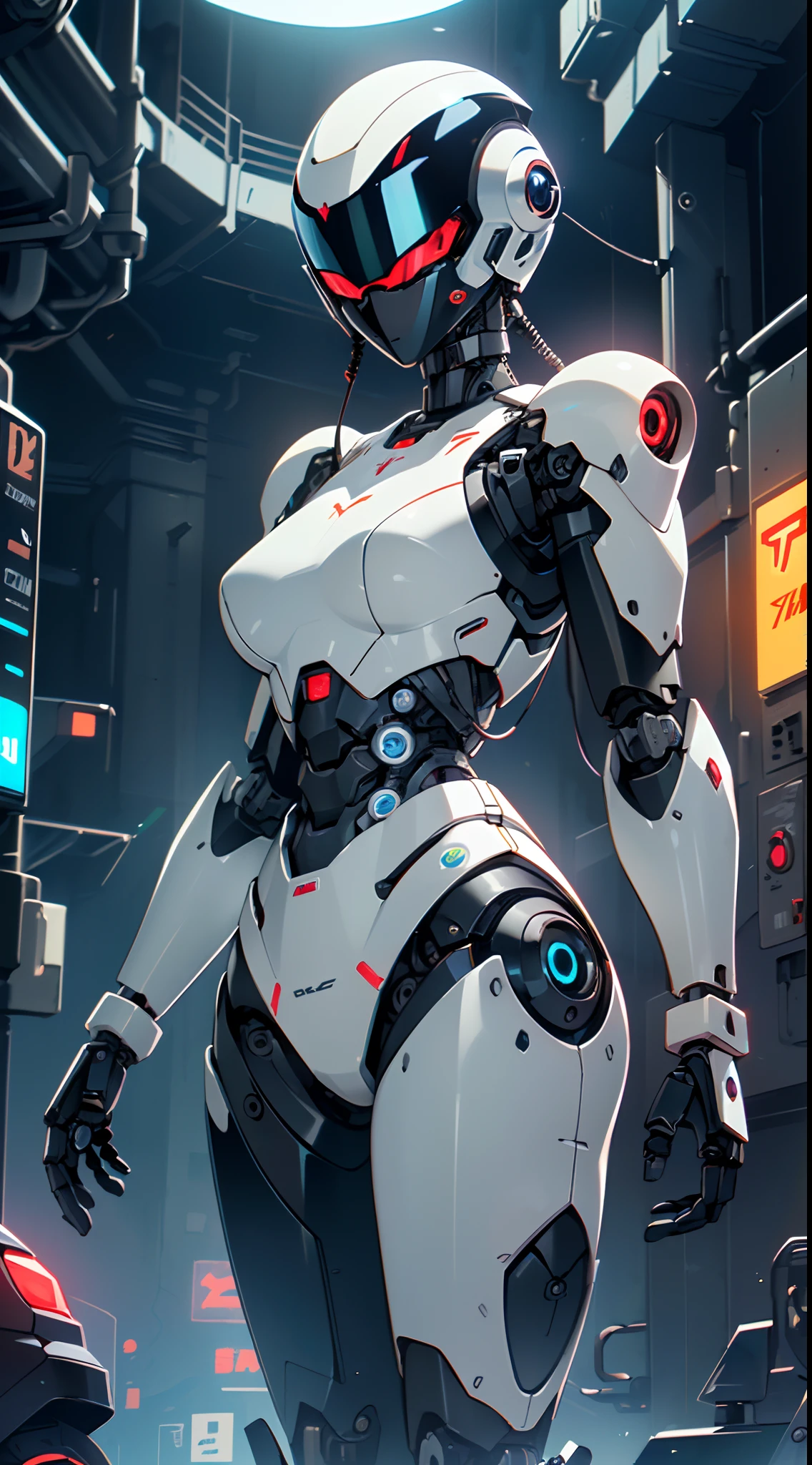 (((girl robot))),assaultron, itrobo2022, 1girl,robot,humanoid robot,robot joints,joints,black robot helmet,black armor,head-mounted display,humanoid robot,white robot joints,one-eyed,white joints,no humans,((black armor)),wide hips,curvy,mechanical arms,crotch plate,science fiction,post-apocalypse,outside,large breasts:1.4,(very long legs:1.4),
reelmech,cyborg girl,(cyborg girl:1.5),android,((mechanical robot girl)),
(((doll))),((((black skin,doll joints:1.5,mechanical hands:1.5,black armored dress,tesla coils,mechanical doll:1.5,Body of a machine,black metallic skin,ball joint,cyborg:1.5,robotic parts,robot)))),(Mechanical joints: 1.4,Mechanical limbs),mecha armor suit, full face armor, full body armor,
lot of rgb,(spider lower abdomen),
(nsfw),
motorcycle black helmet,(wearing head-mounted display that is chunky and hi-tech with neon lights:1.2),corporate logos,complete black helmet,no face,black body,black skin,black robotic body,((((technological face mask,Cybernetic_Jawless, black mask)))),
(dynamic pose:1.0),solo focus,embarrassed,(centered,scale to fit dimensions,Rule of thirds),
cyberpunk city by the ocean at night, with bright neon signs and dark stormy clouds and puddles, scenery:1.25,
highres, sharp focus, (ultra detailed, extremely detailed), (photorealistic artwork:1.37),(extremely detailed CG unity 8k wallpaper),((synthwave background theme)),(((vibrant colors))),(intricate background),(masterpiece),(best quality),