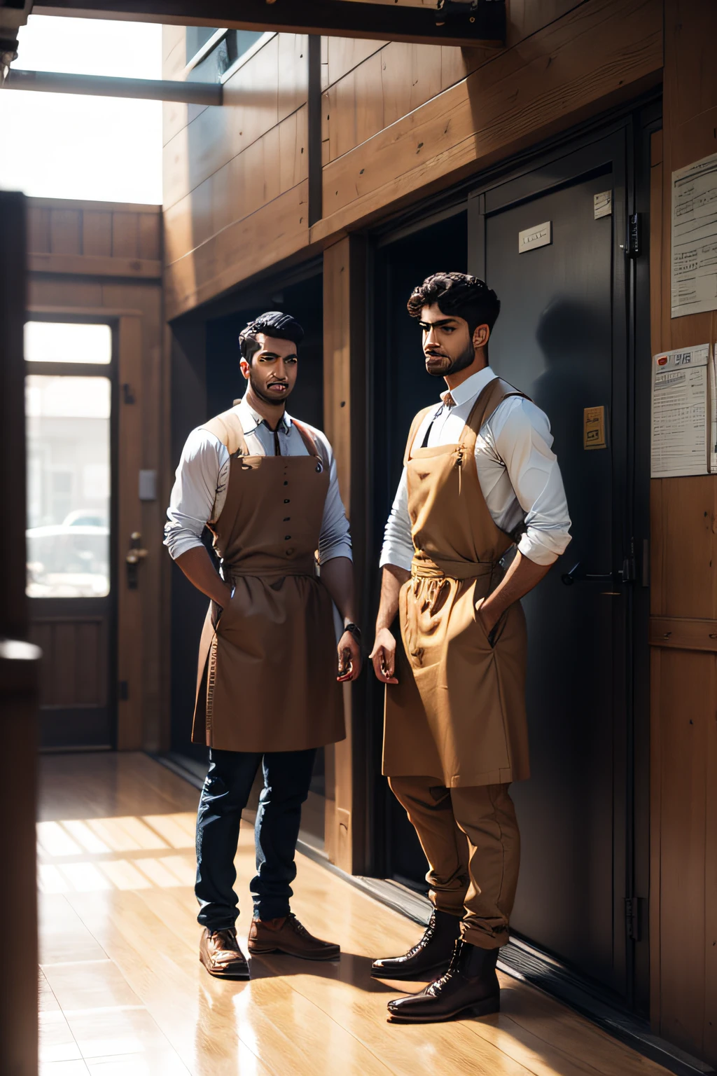 brown men wearing worker dress