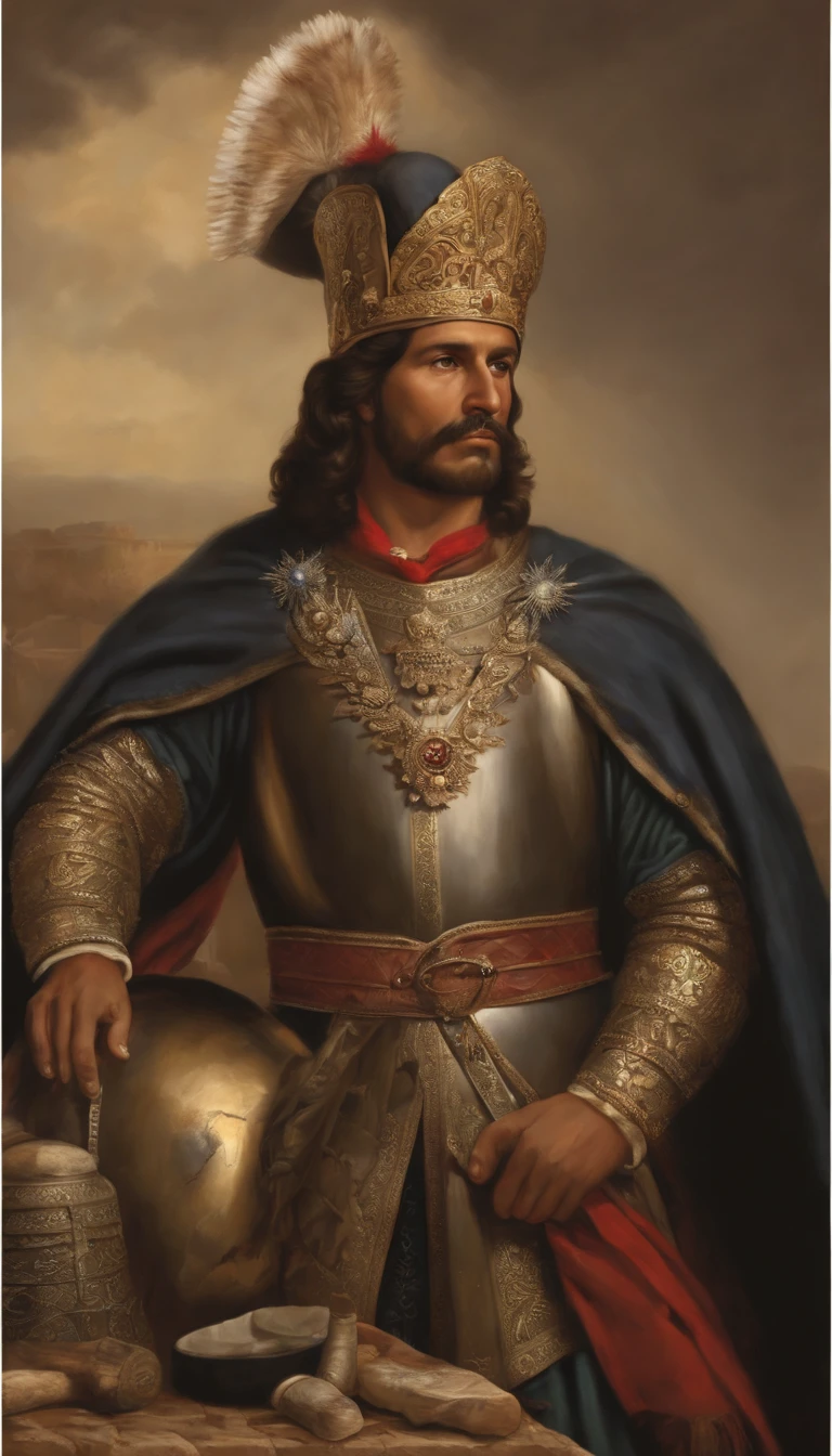(La mejor calidad,ultra detallado,fotorrealista:1.37),Hernán Cortés conqueror of Mexico, vestido largo, religioso, Ultra-detailed rendering
- Hernán Cortés conqueror of Mexico: Foco central de la imagen. It represents a very precise and detailed representation of Hernán Cortés, the Spanish conquistador who led the expedition to conquer Mexico.
- vestido largo: represent Hernán Cortés with a long robe or cape. The robe must be intricately detailed, Showing fine fabric and design.
-religioso: incorporate religious symbols or images related to the time period and the Catholic faith of Hernán Cortés. Esto puede incluir un crucifijo, una Biblia, u otros artefactos religiosos.
- Ultra detailed representation: create an extremely detailed representation of Hernán Cortés, capturing every intricate feature and facial expression. Pay special attention to their eyes, nariz, and lips to ensure realistic representation.
- Fotorrealista: Apunta a un alto nivel de realismo en la imagen, Making it look like it's a photograph rather than an artistic representation.
Remember to maintain a harmonious composition and avoid conflicting elements. Focus on accurately representing Hernán Cortés as the central figure, incorporando los detalles especificados y consiguiendo una alta calidad, Resultado realista.