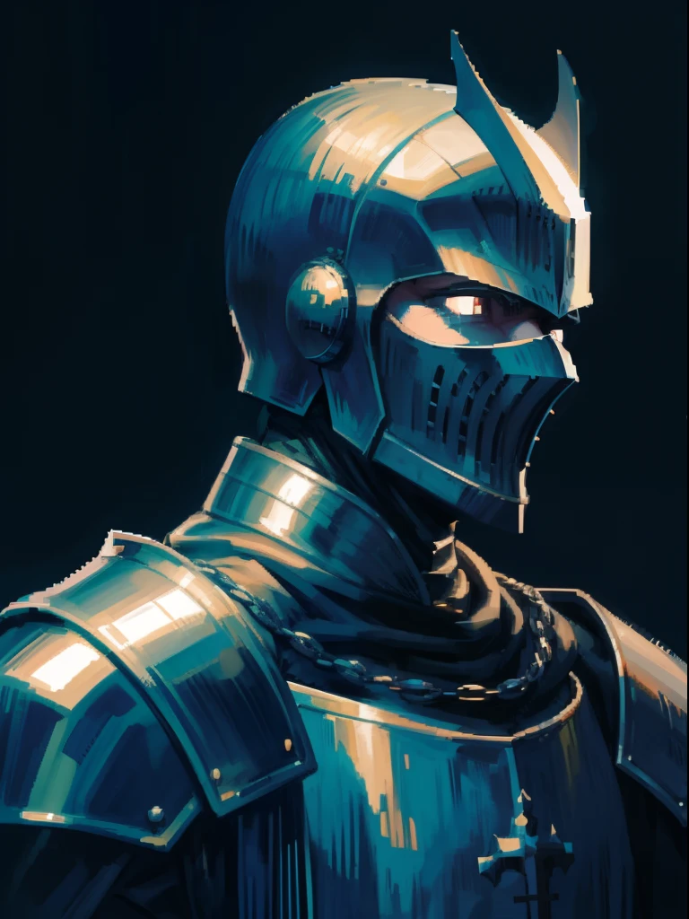 pixel art, pixel, knight, portrait, dark ambience, medieval, armour, steel