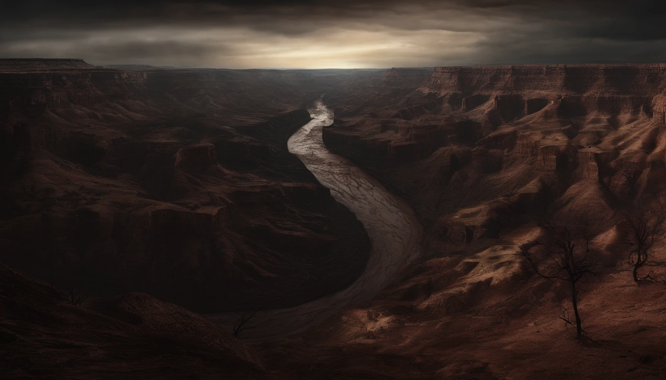 Big Canyon,great outdoors,Evening glow,Reddish-brown soil,The river flows