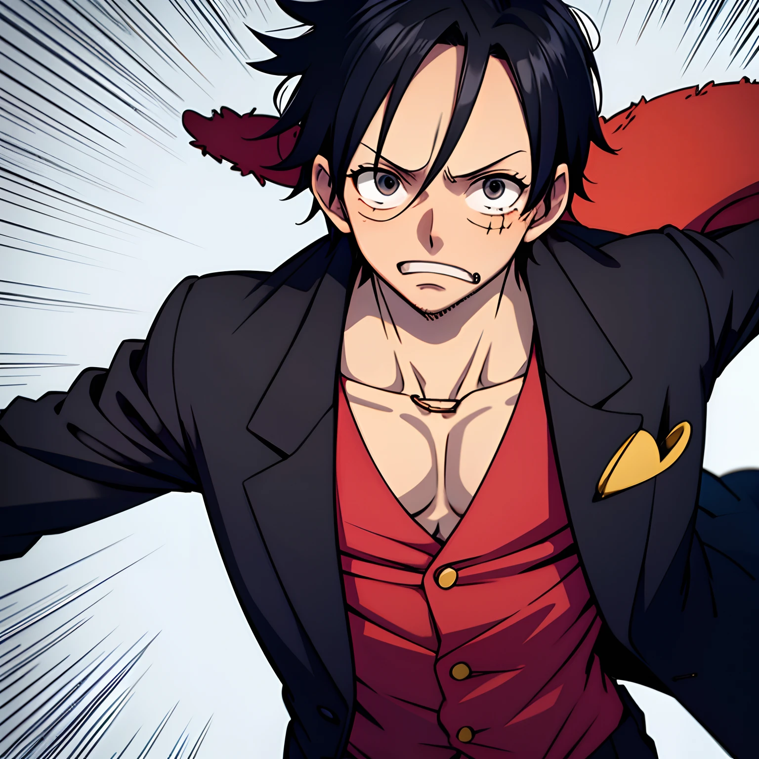 Luffy in a black suit