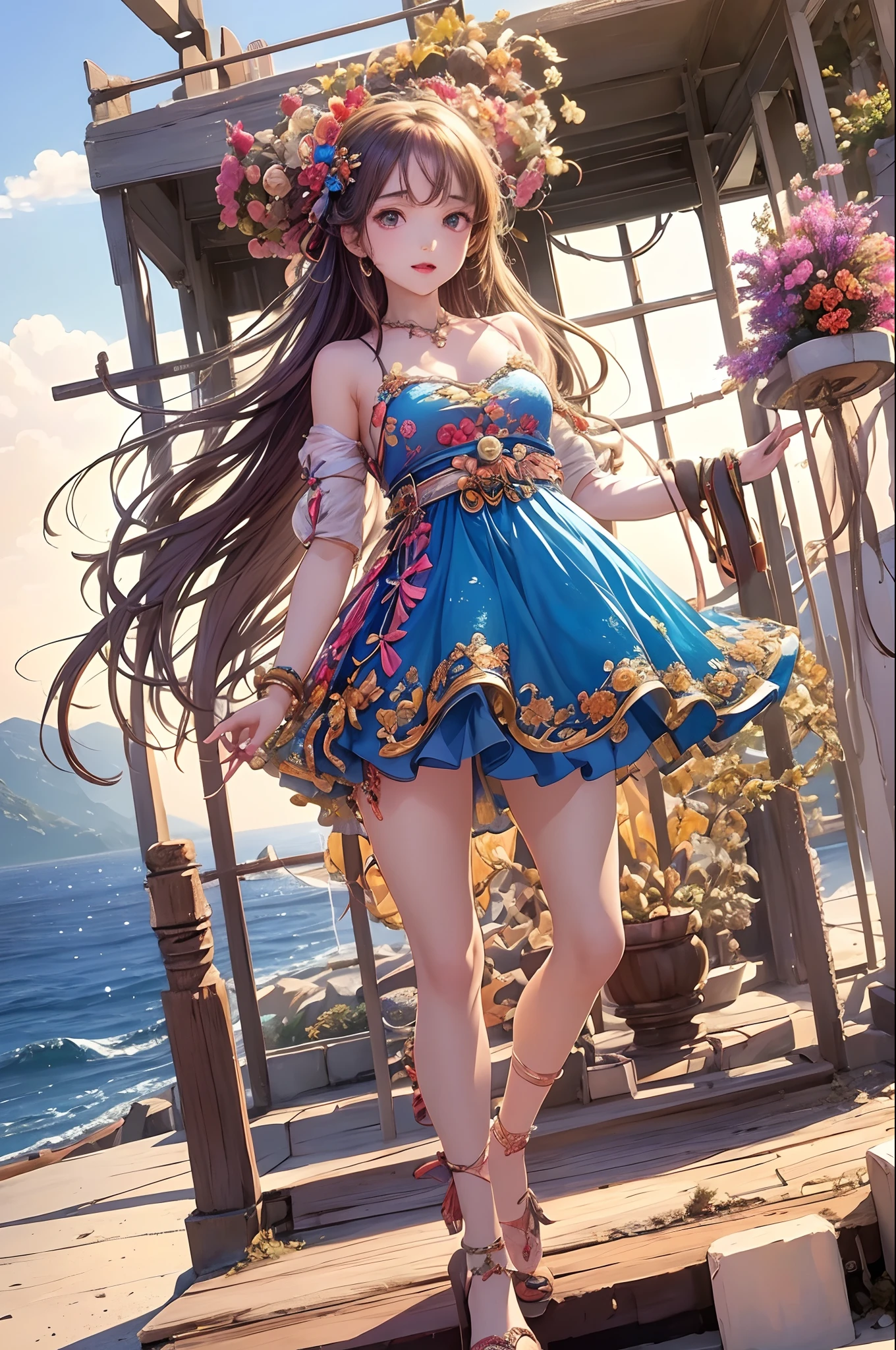 (masterpiece、top-quality、Official art:1.2)、(colourfull)、see the beholder、1girl in、portlate、独奏、Colorful water levitation