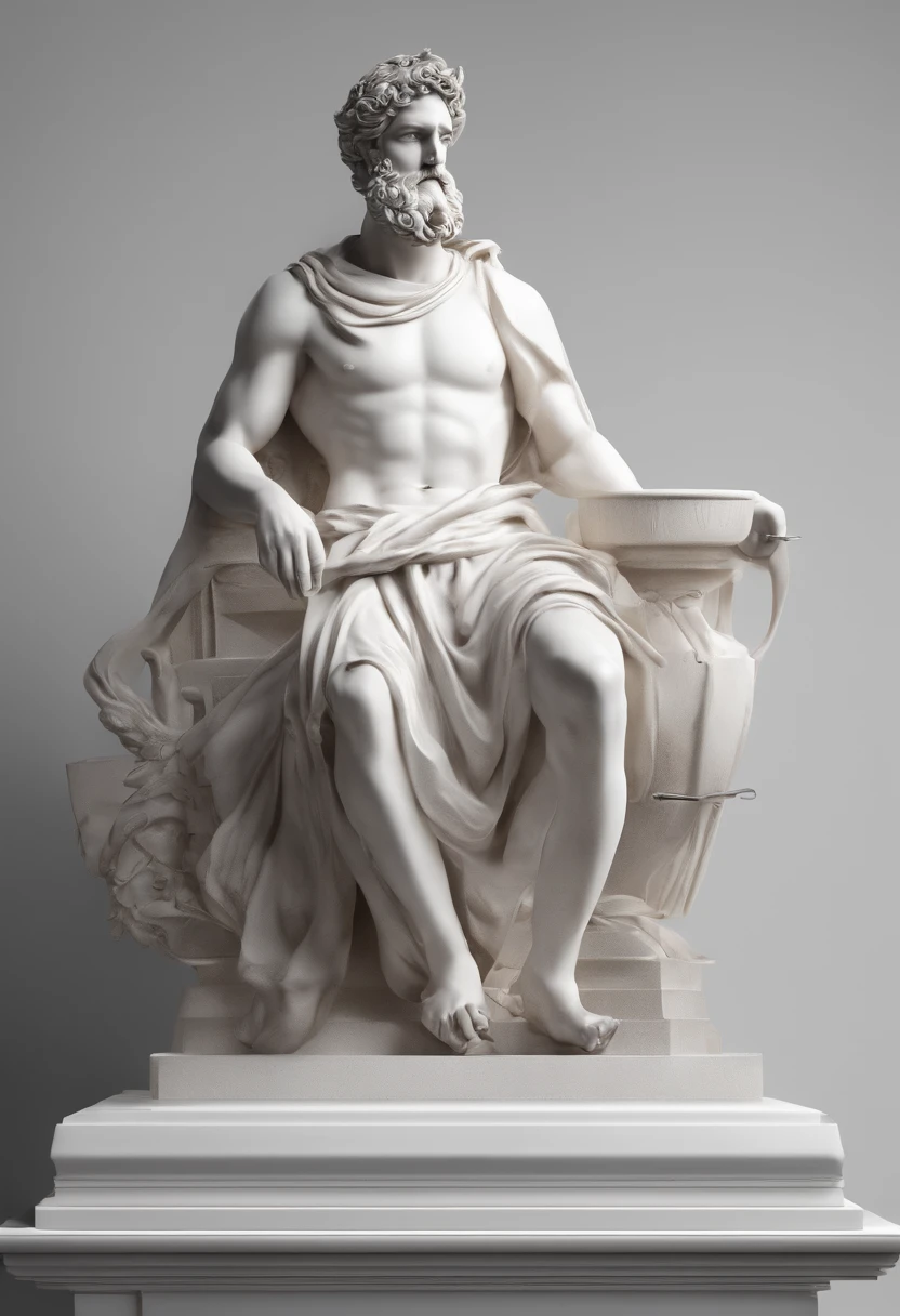 Greek sculpture in possibility of power and leadership , sentado no trono , com fundo escuro