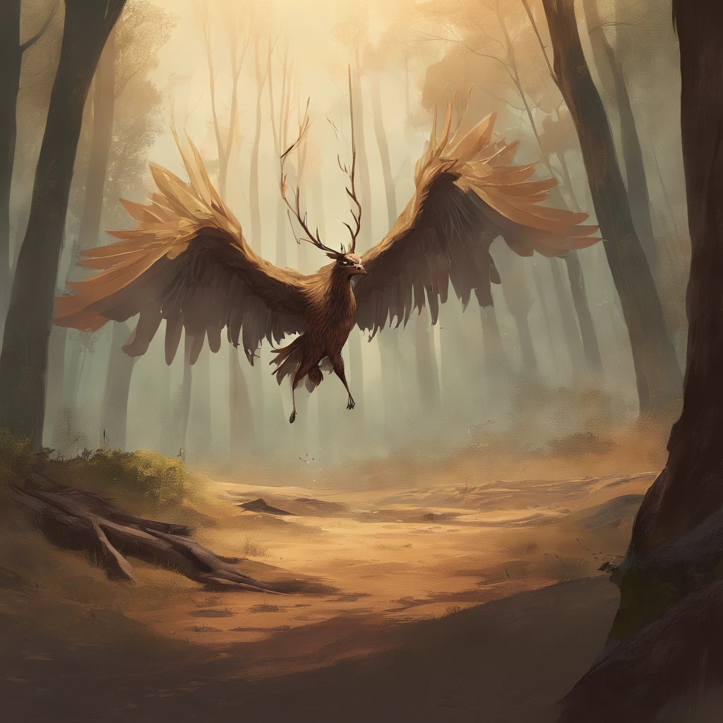 A common sight in forests and woods. It flaps its wings at ground level to kick up blinding sand, masterpiece, best quality